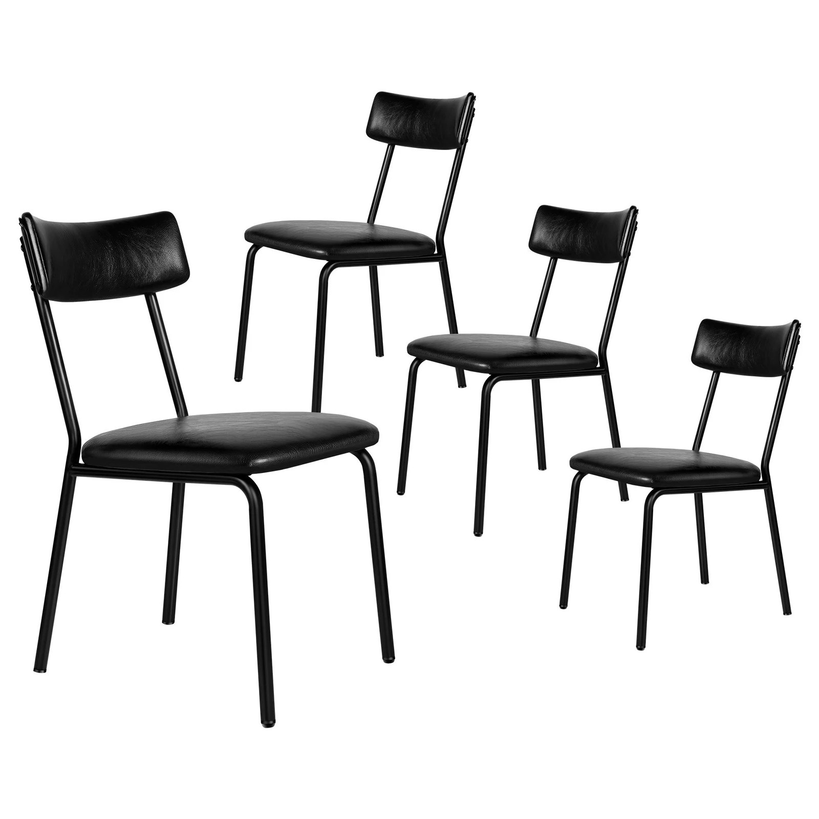 1 Alfordson 4x Dining Chairs Accent Kitchen Lounge Curved Back PU Leather - Black, 1 of 10