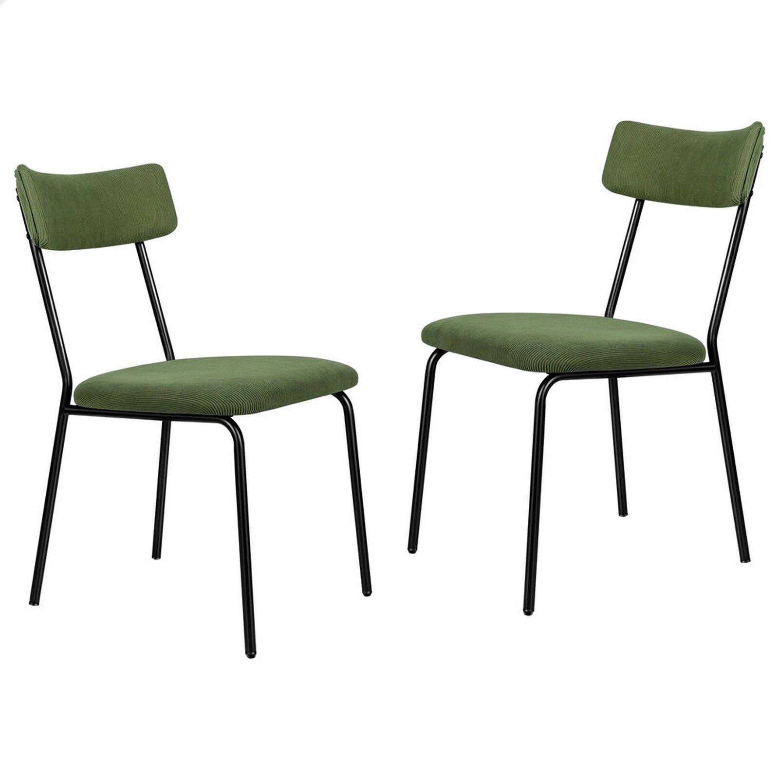 1 Alfordson 2x Dining Chairs Accent Kitchen Lounge Curved Backrest Corduroy - Green, 1 of 10