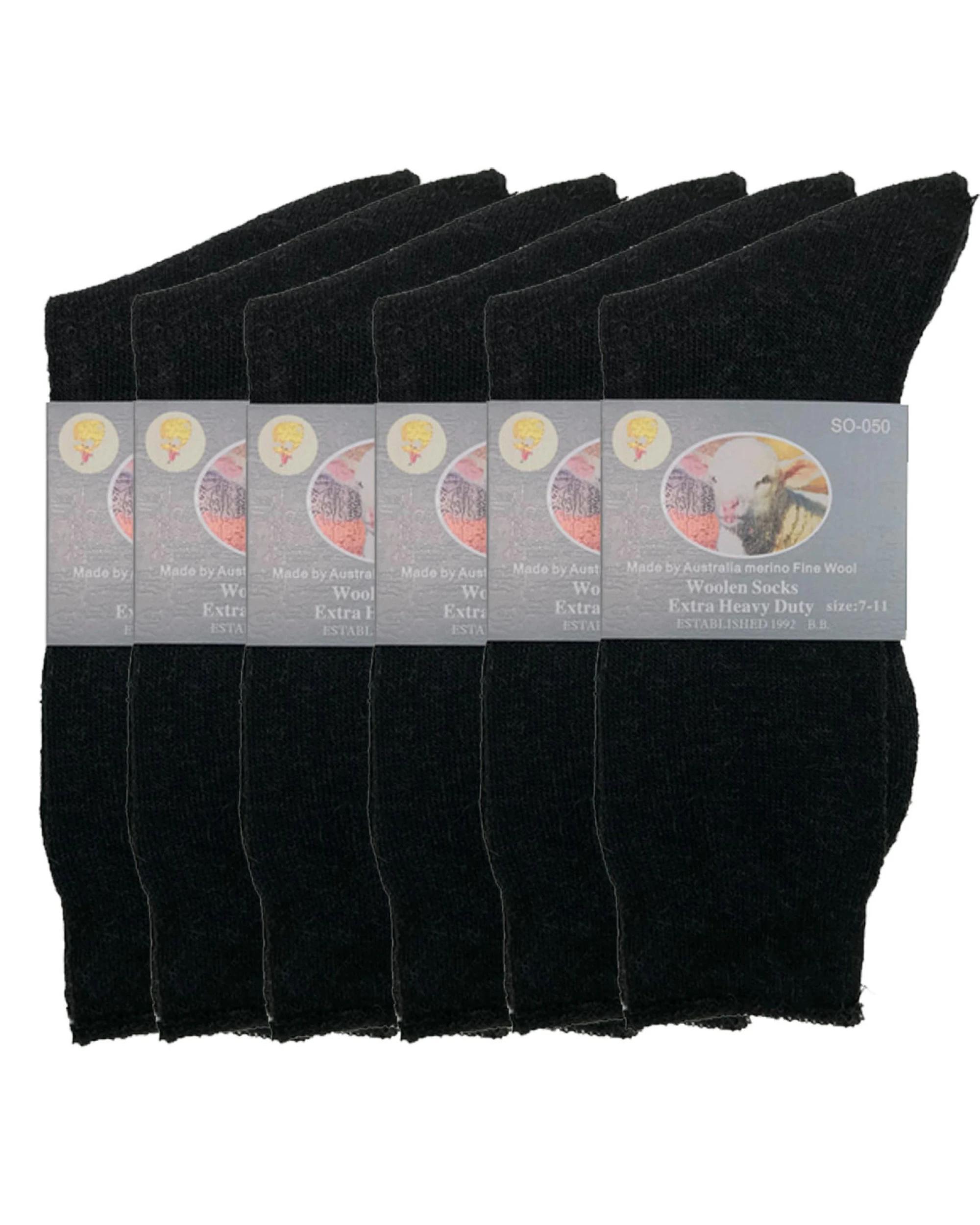 1 BR Home 6 Pairs Mens Merino Wool Blend Work Socks in Black 11-14 , 1 of 3