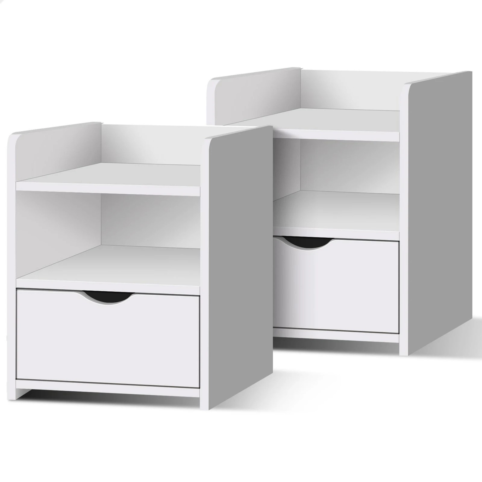 1 Alfordson 2x Bedside Table Nightstand Storage Cabinet Side End Drawers - White, 1 of 6