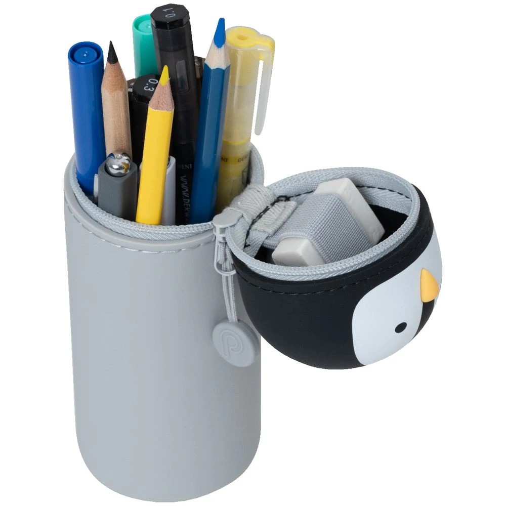 3 PuniLabo Single Zip Stand Up Silicone Pencil Case Penguin, 3 of 4