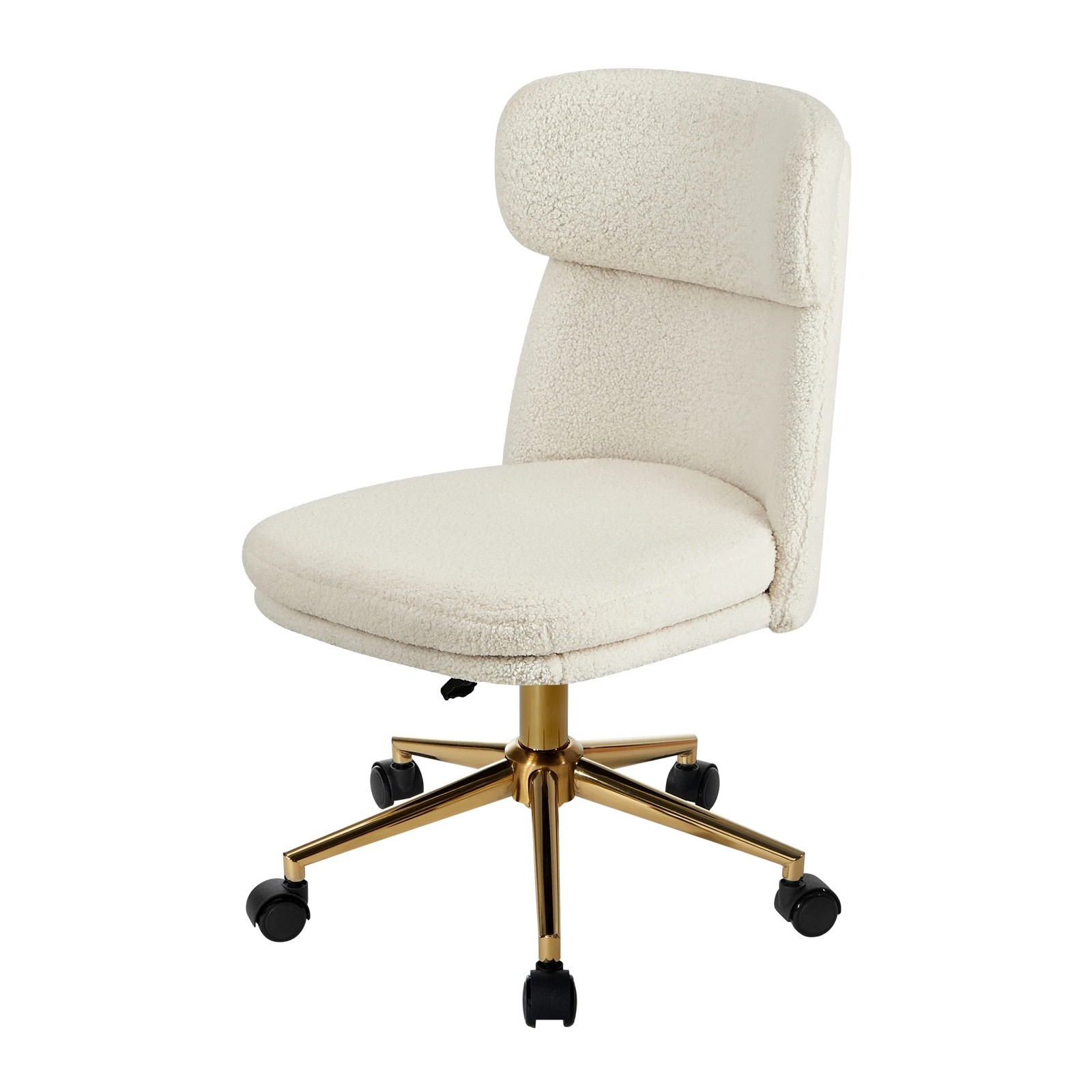 7 Oikiture Armless Office Chair Mid Back Computer Desk Chair Wheels Fabric - White, 7 of 7