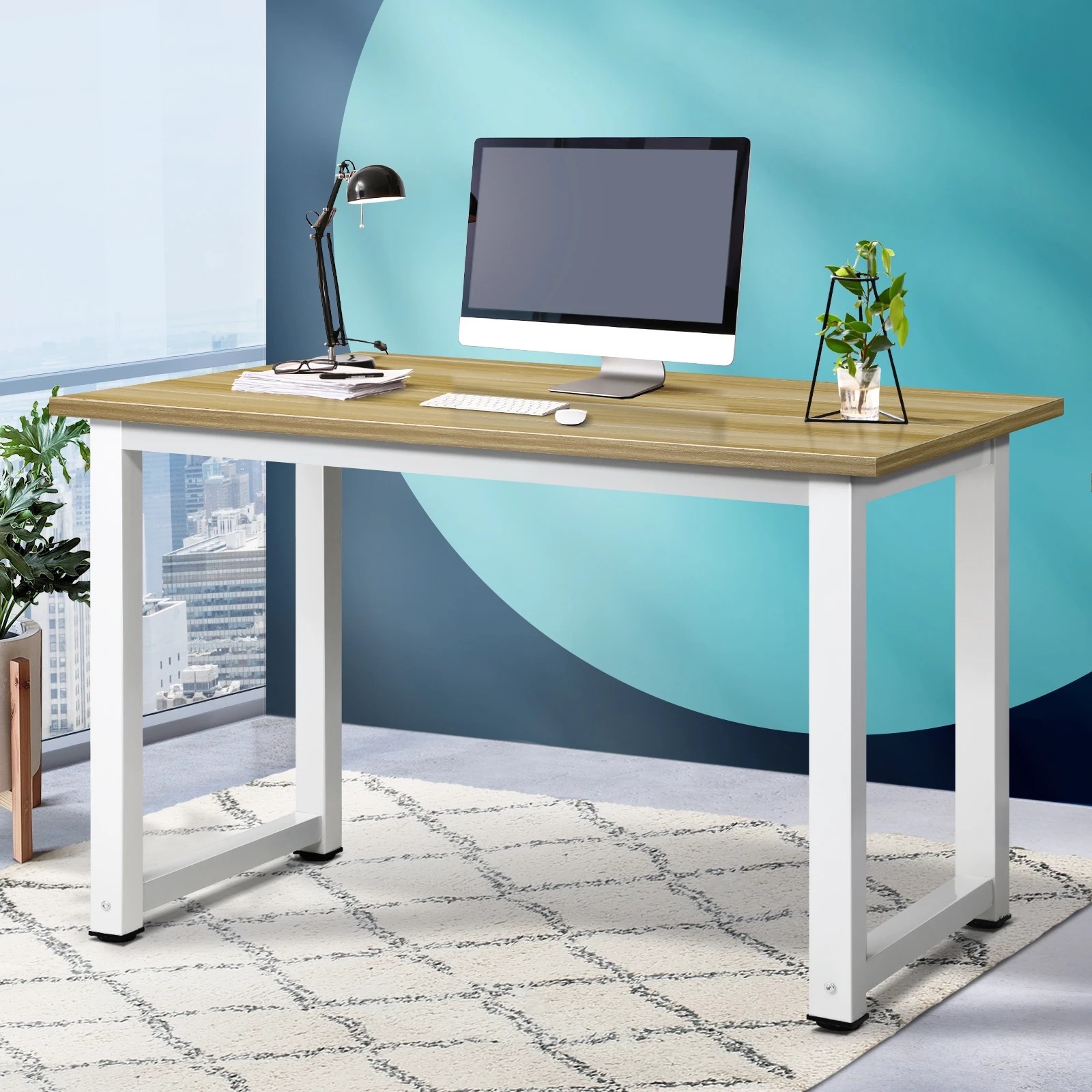 2 Oikiture Computer Desk Office Table Home Workstation Study Laptop Desks 120cm
 - Multi, 2 of 7