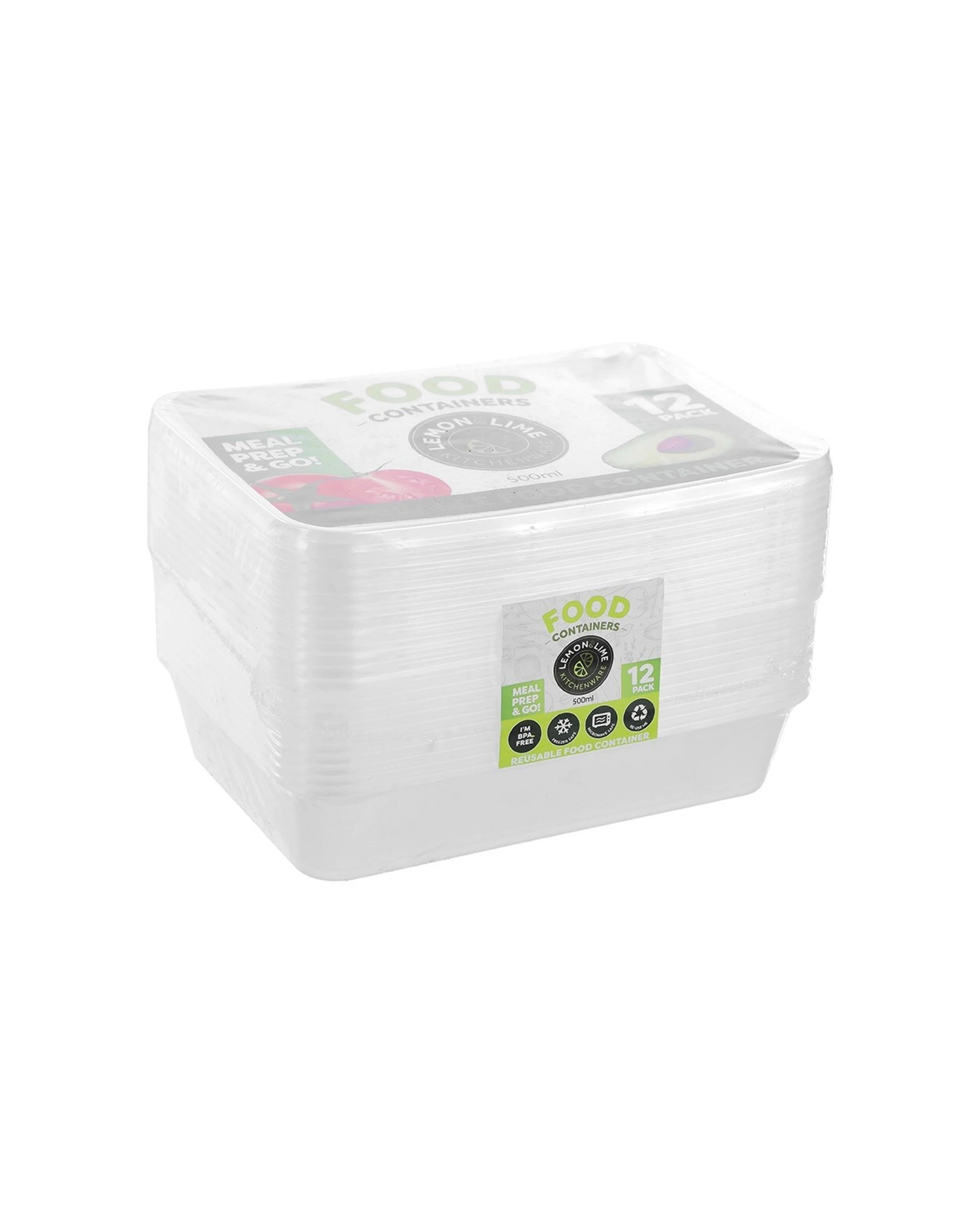 1 12pc Lemon & Lime Reusable Takeaway Food Storage Container Box Rectangular 500ml
 - Multi, 1 of 4