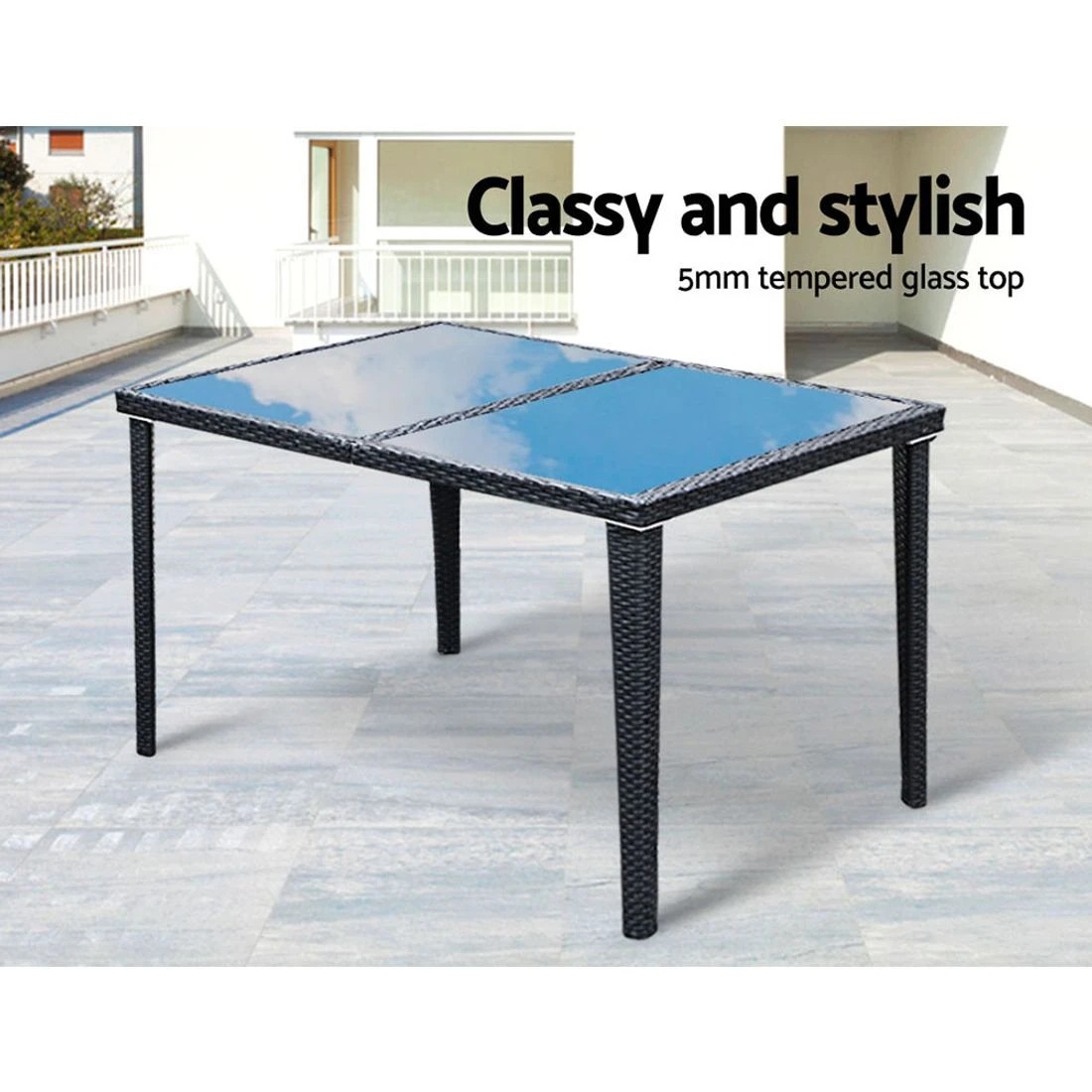 4 Gardeon Outdoor Dining Set 7 Piece Wicker Lounge Setting
 - Black, 4 of 6