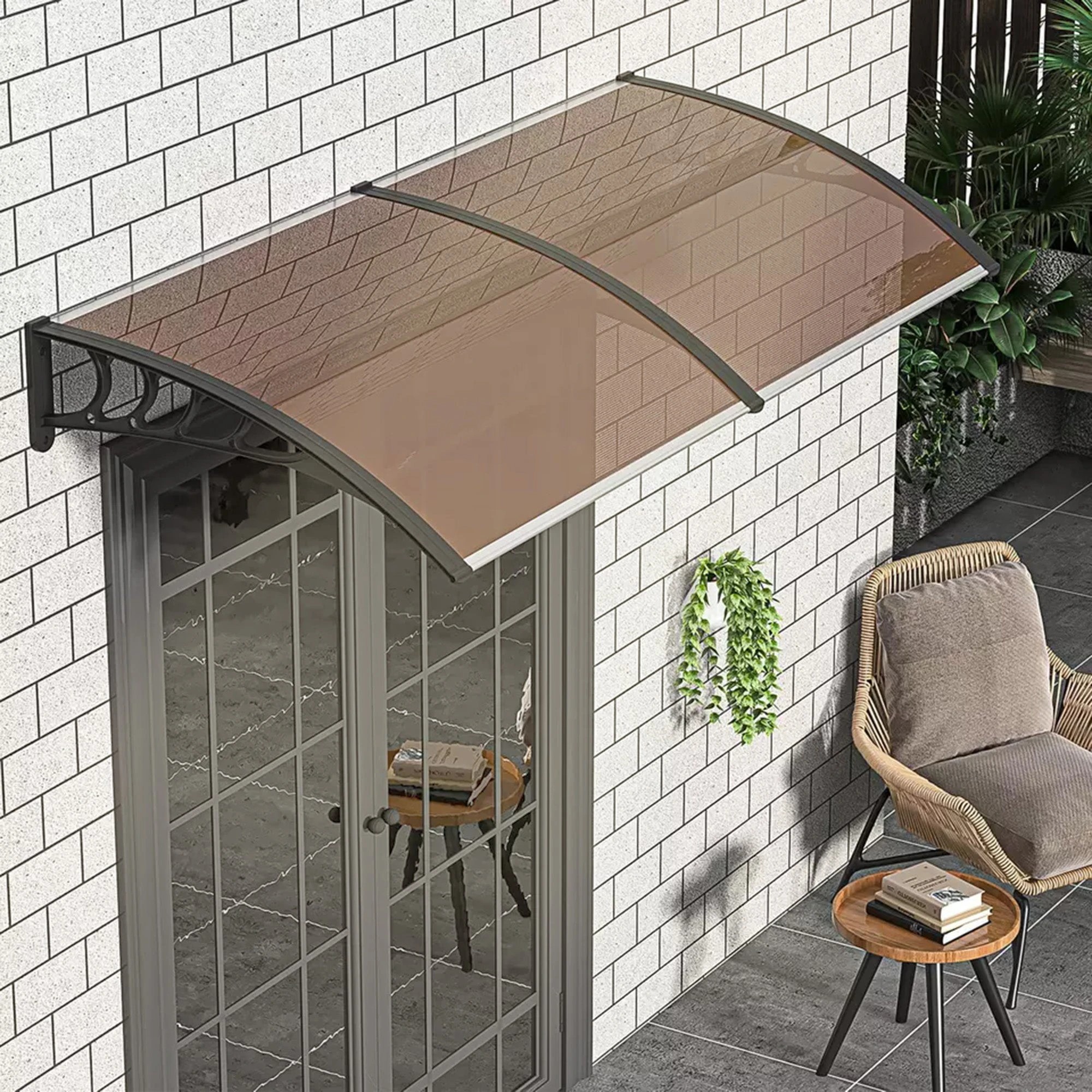 2 Elora Window Door Awning 1x1.2m Outdoor Awning Canopy Shelter Rain Cover Patio, 2 of 8