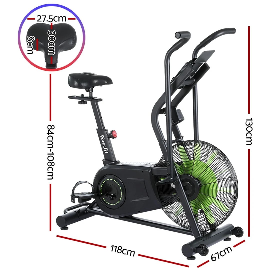 2 Everfit Air Bike Dual Action Exercise Bike Fitness Home Gym Cardio - Multi, 2 of 4