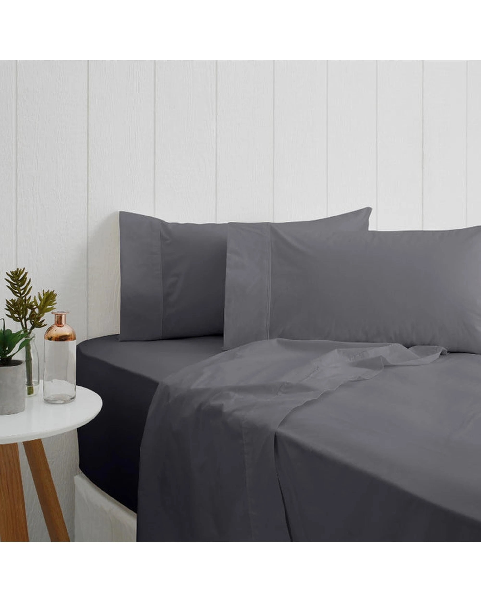 2 Odyysey Living Breathe 100% Cotton Sheet Sets - King Single Bed - Charcoal, 2 of 3