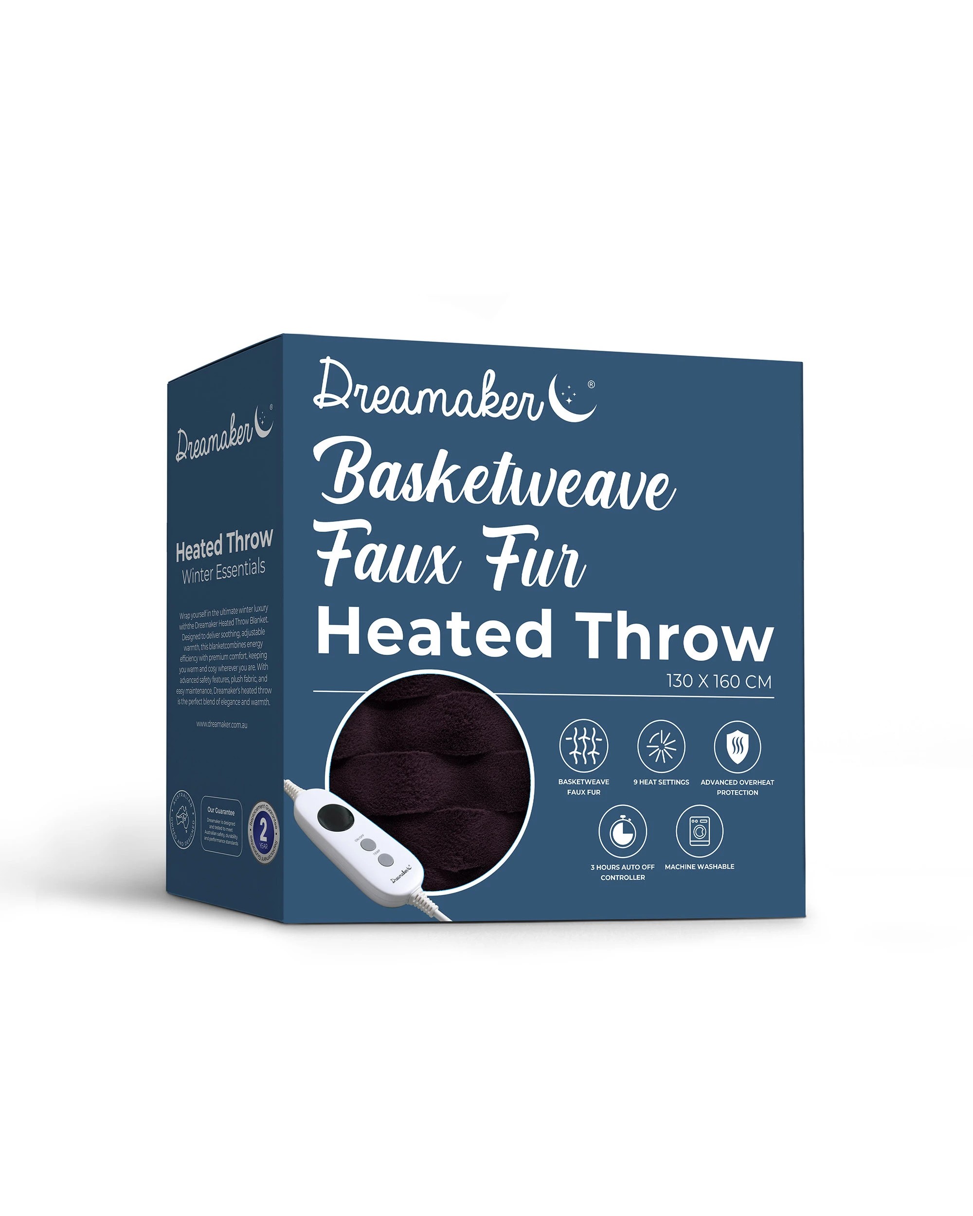 10 Dreamaker Basketweave Faux Fur Heated Throw 130x160cm - Cherry, 10 of 10