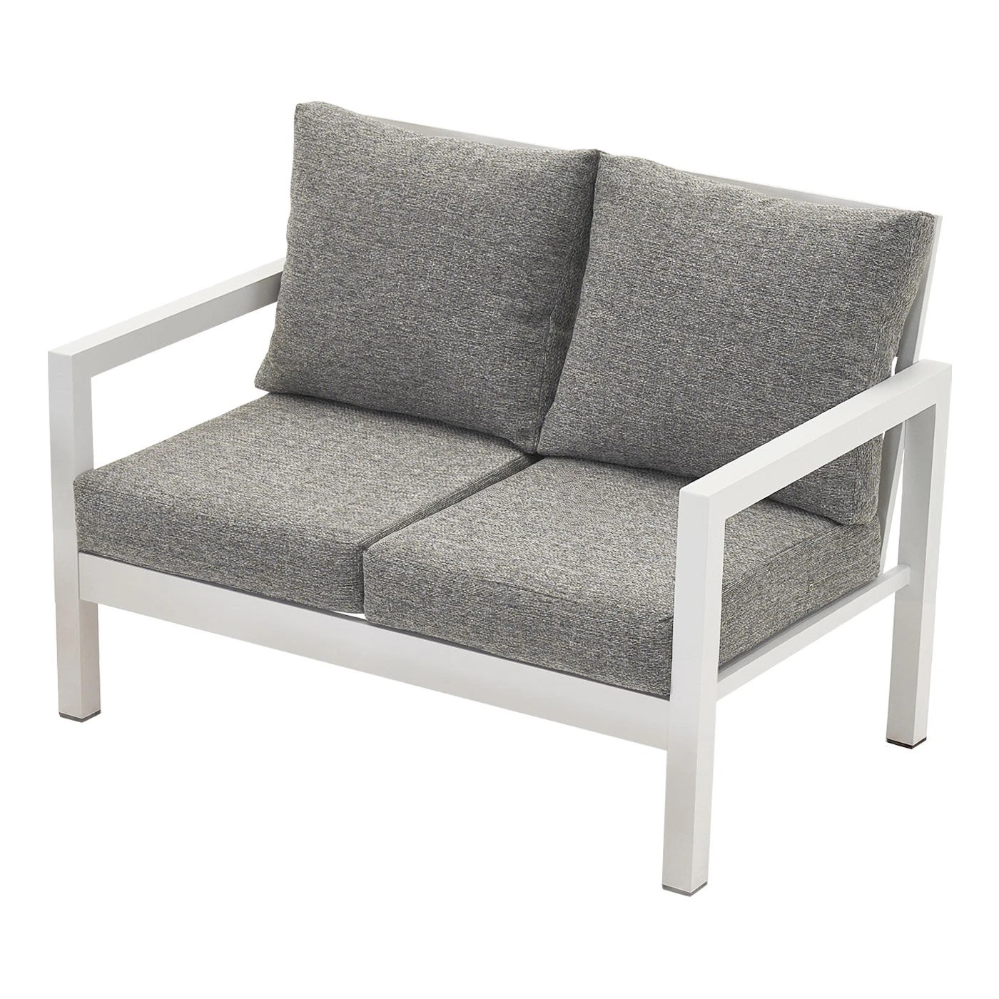 8 Moda Living Manly 3+2 Seater White Aluminium Sofa Lounge Suite Set - Textured Grey Cushions - White, 8 of 10
