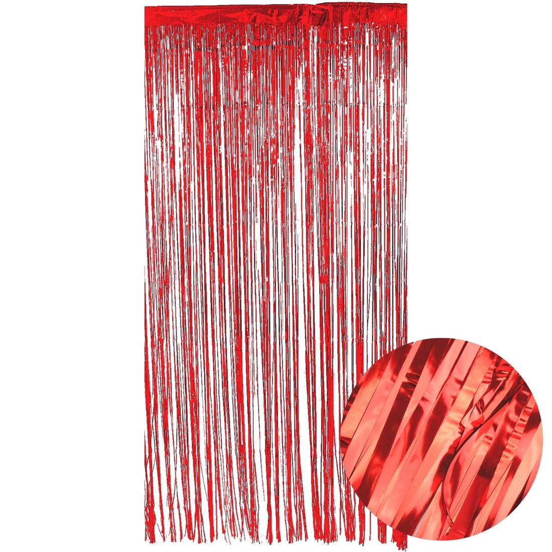 1 Party Maker Metallic Red Foil Backdrop Curtain 100cm x 200cm, 1 of 1
