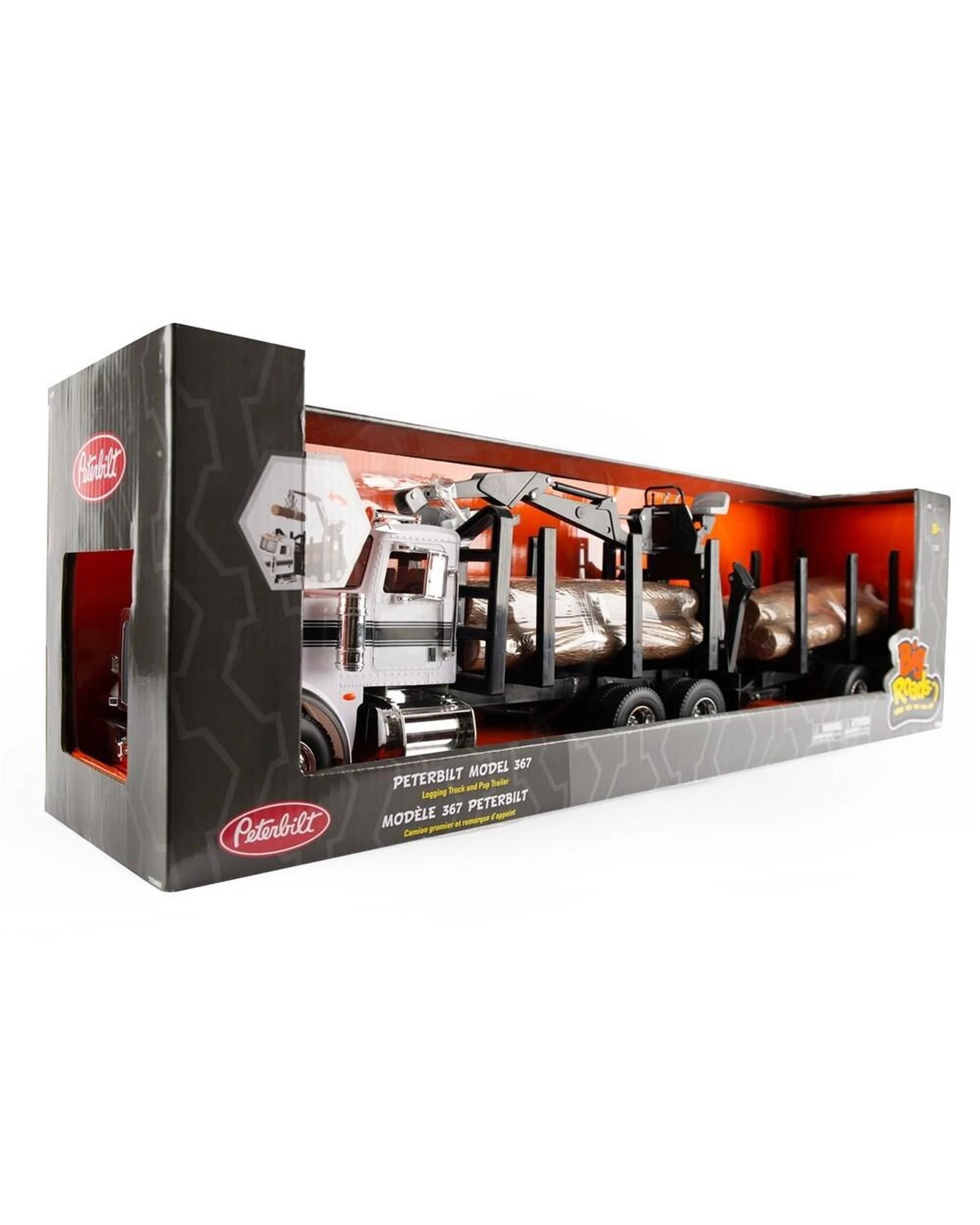 2 ERTL Big Farm Peterbilt Logging Truck with Pup Trailer & Logs 1:16 Scale, 2 of 3