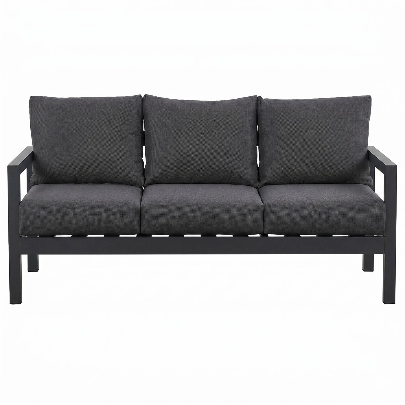 4 Moda Living Manly 3 Seater Charcoal Aluminium Outdoor Sofa Lounge - Dark Grey Cushions - Charcoal, 4 of 8
