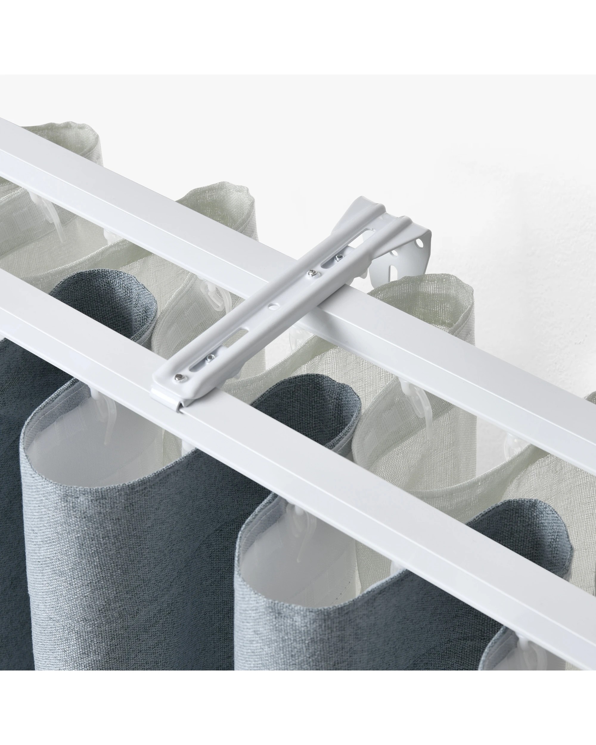 1 Cadence & Co. S-Fold Curtain Track Double Bracket 3 Pack - White, 1 of 4