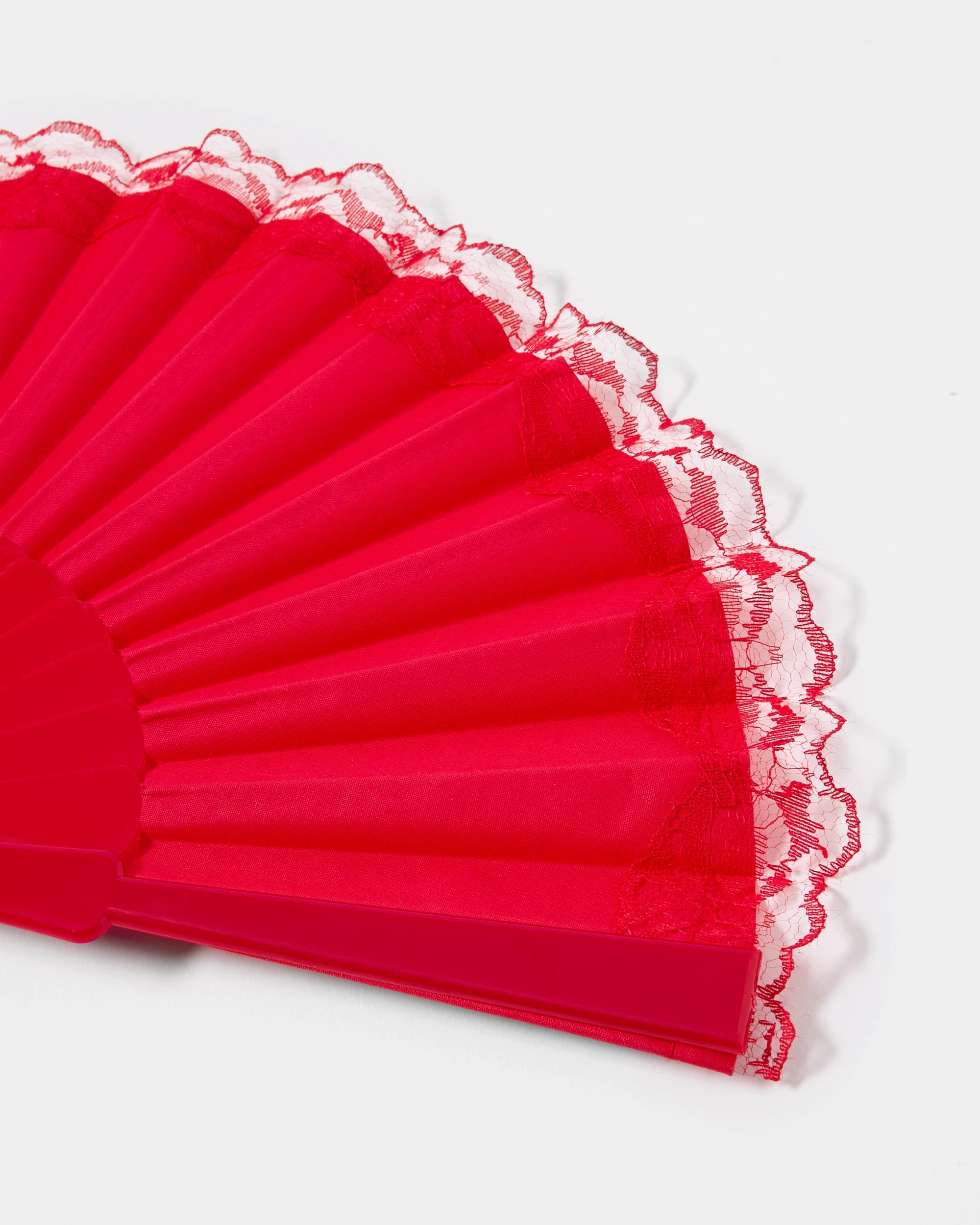 2 Lace Trim Fan - Red, 2 of 3
