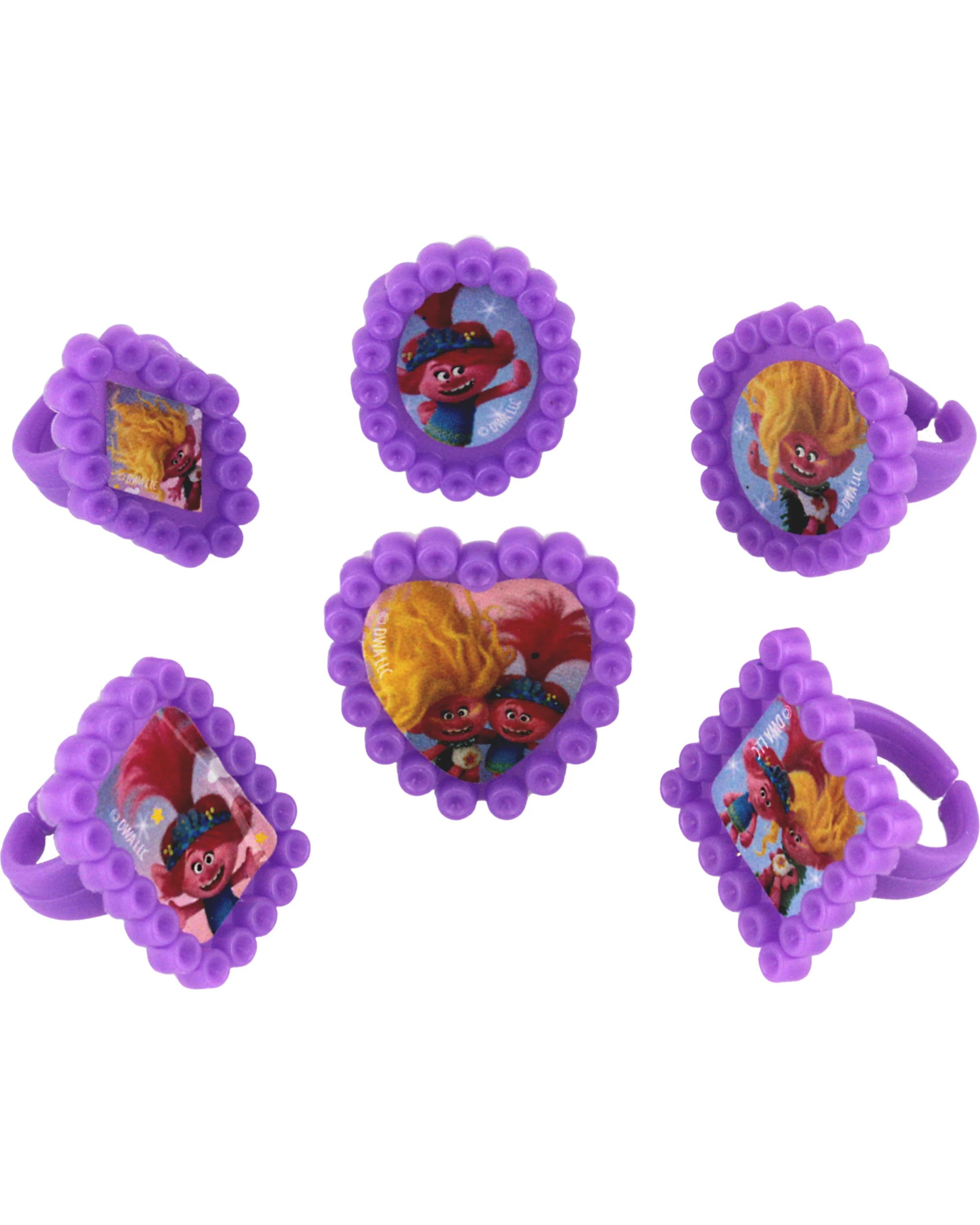 1 Amscan Inc. Trolls Band Together Plastic Rings Pack of 6 - Purple, 1 of 2