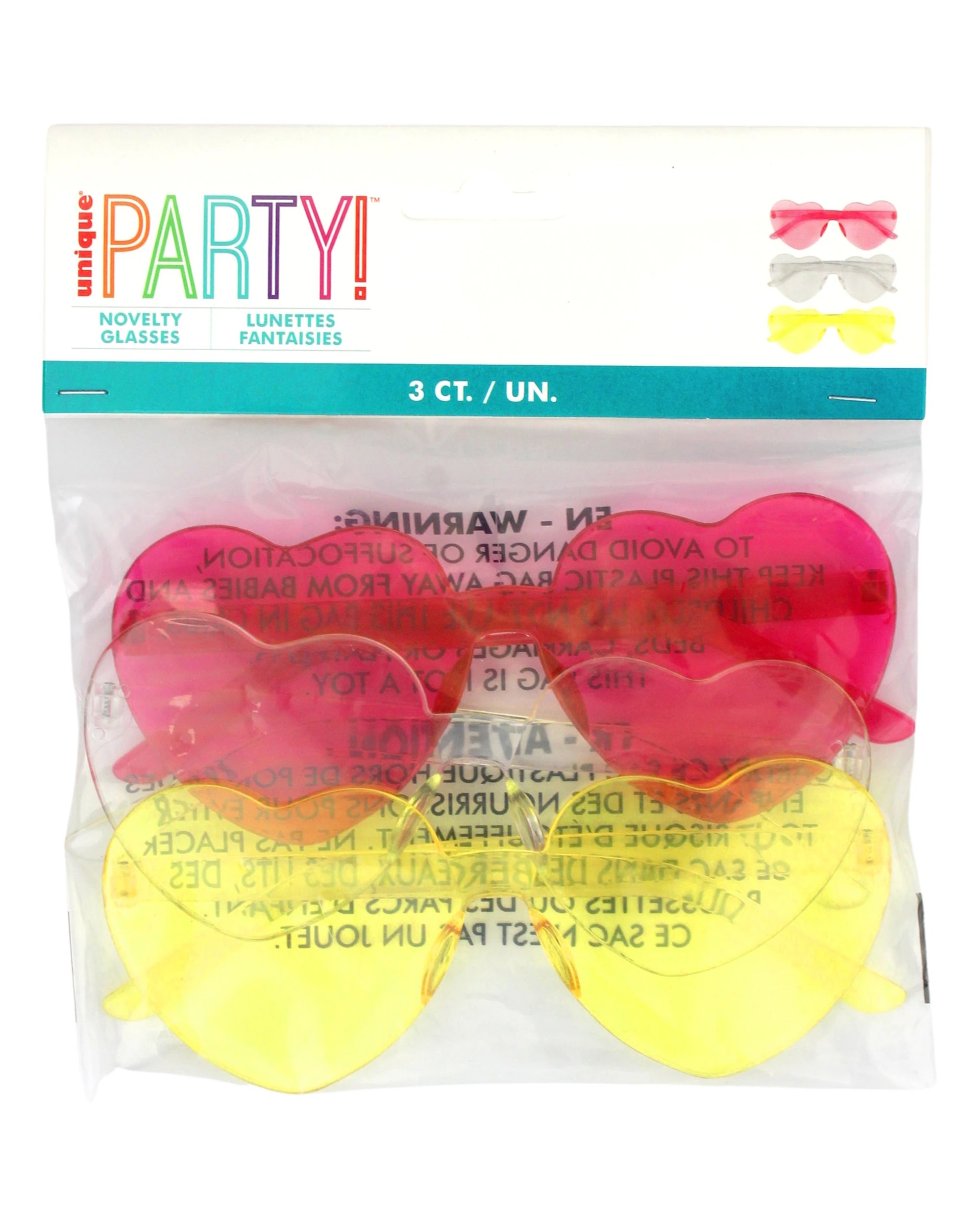 2 Unique Assorted Perspex Heart Glasses Pack of 3 - Assorted, 2 of 2