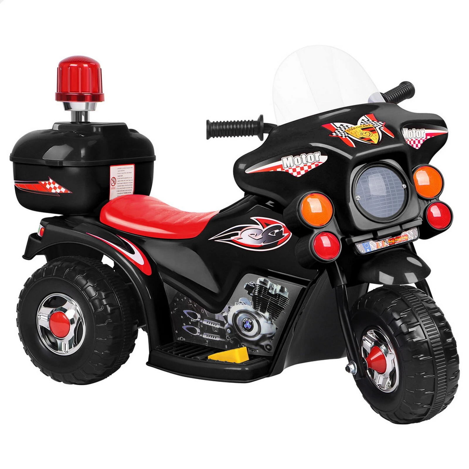 1 Alfordson Kids Ride On Car Police Motorcycle 6V Electric Toy 25W Motor MP3 - Black, 1 of 9