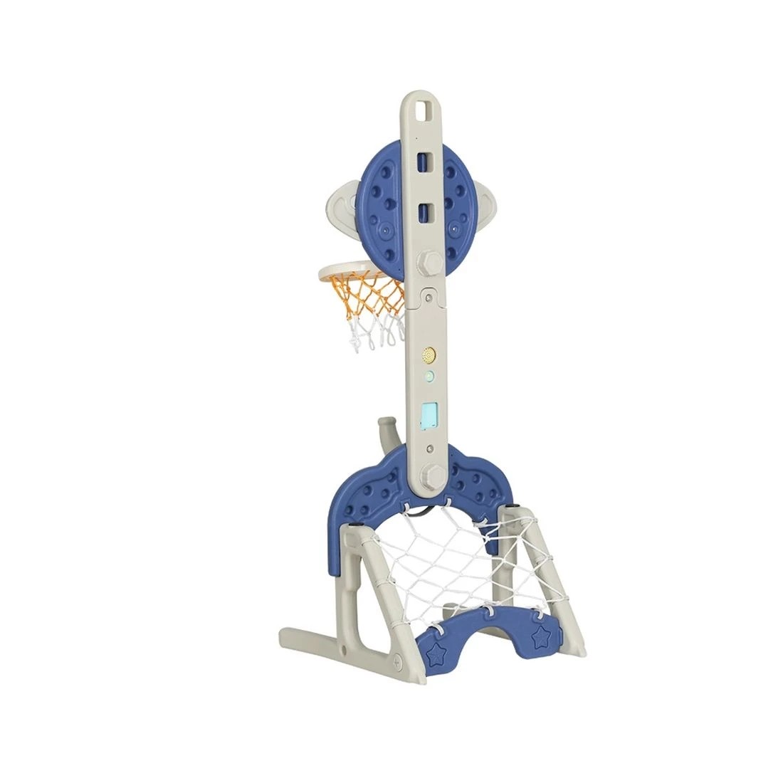 4 Keezi Kids Basketball Hoop Stand Adjustable 6-in-1 Sports Center Toys Set - Blue, 4 of 8
