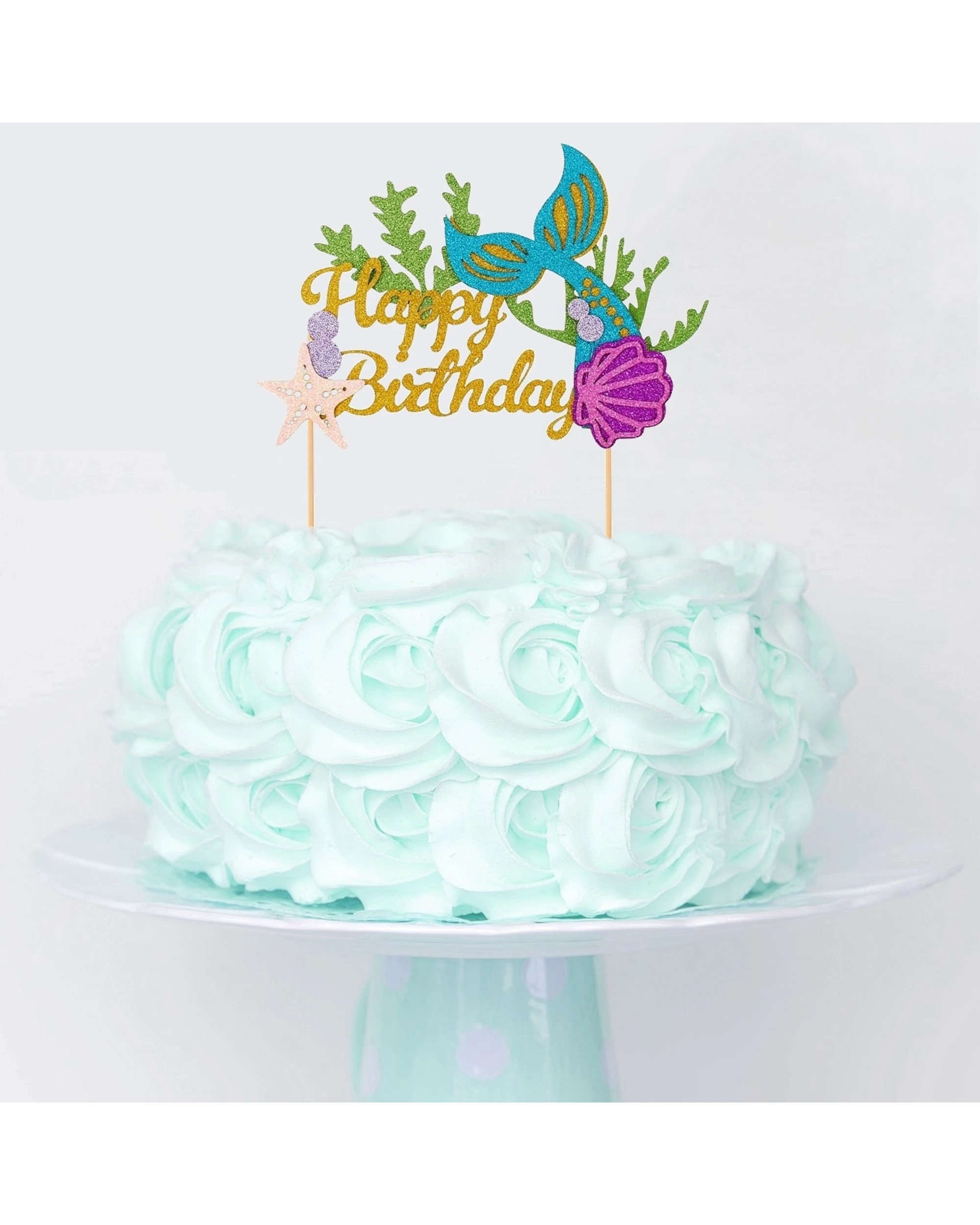 2 Partyrama Glitter Mermaid Paper Cake Topper, 2 of 3