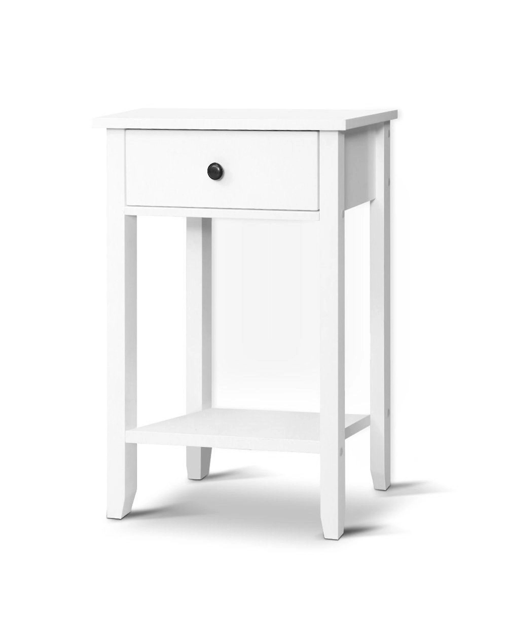 1 Artiss Bedside Table 1 Drawer with Shelf - White, 1 of 8