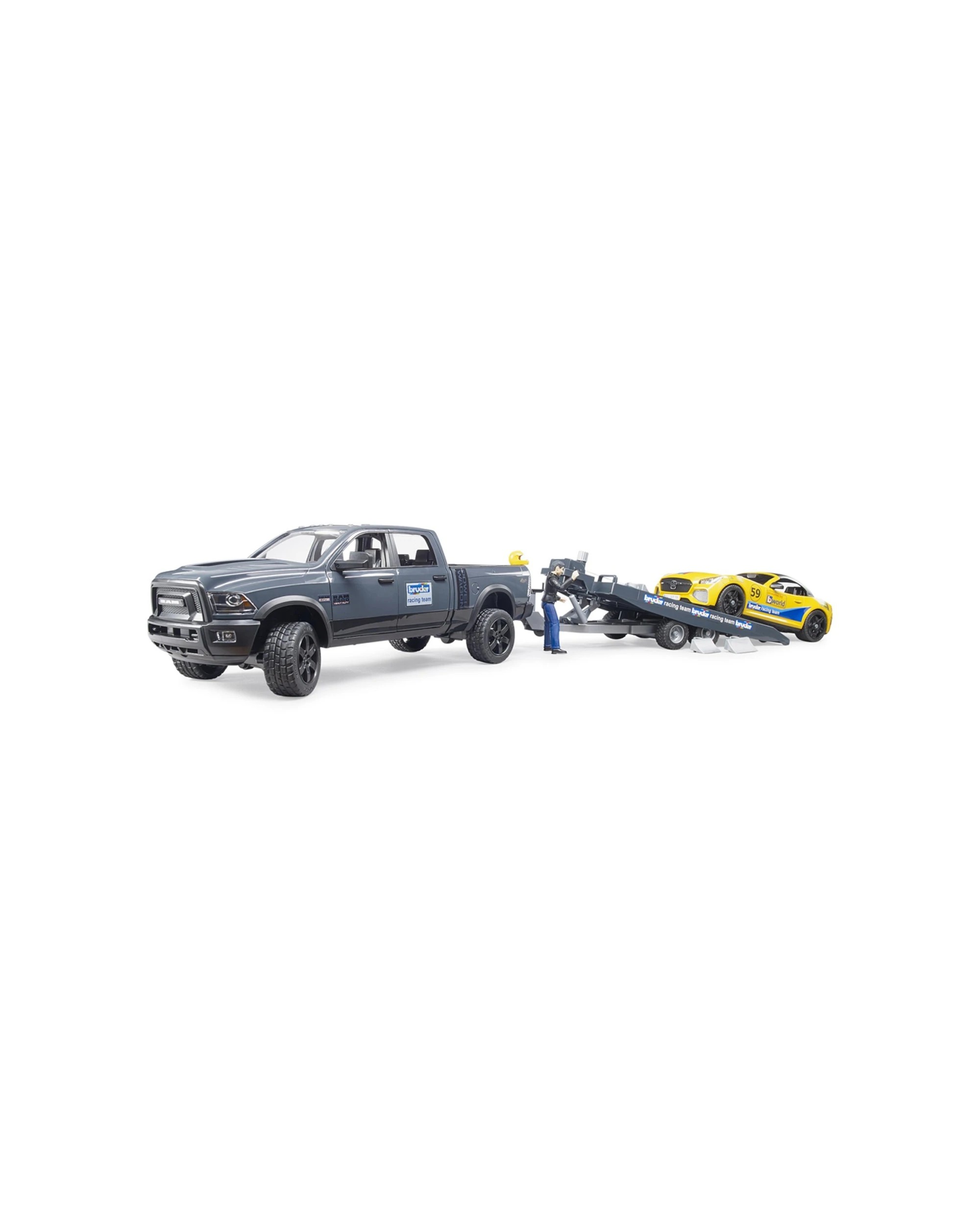 3 Bruder 1 16 Ram 2500 Power Wagon And Road Racing Team Car Kids Vehicle Toy 4y Plus - Grey, 3 of 3