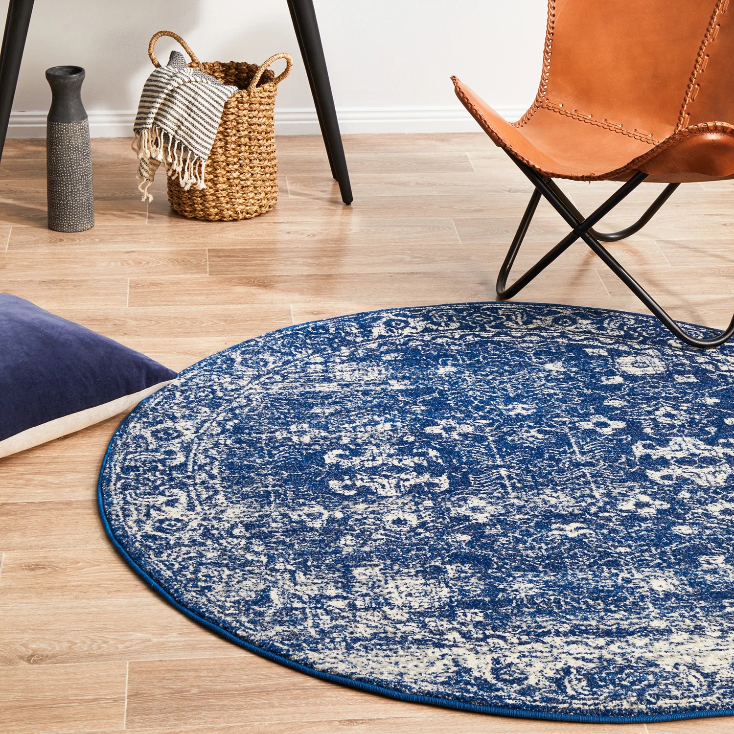 3 Common Ground Rugs Encore 252 240x240cm Round - Large Pet Friendly Rug - Blue, 3 of 7