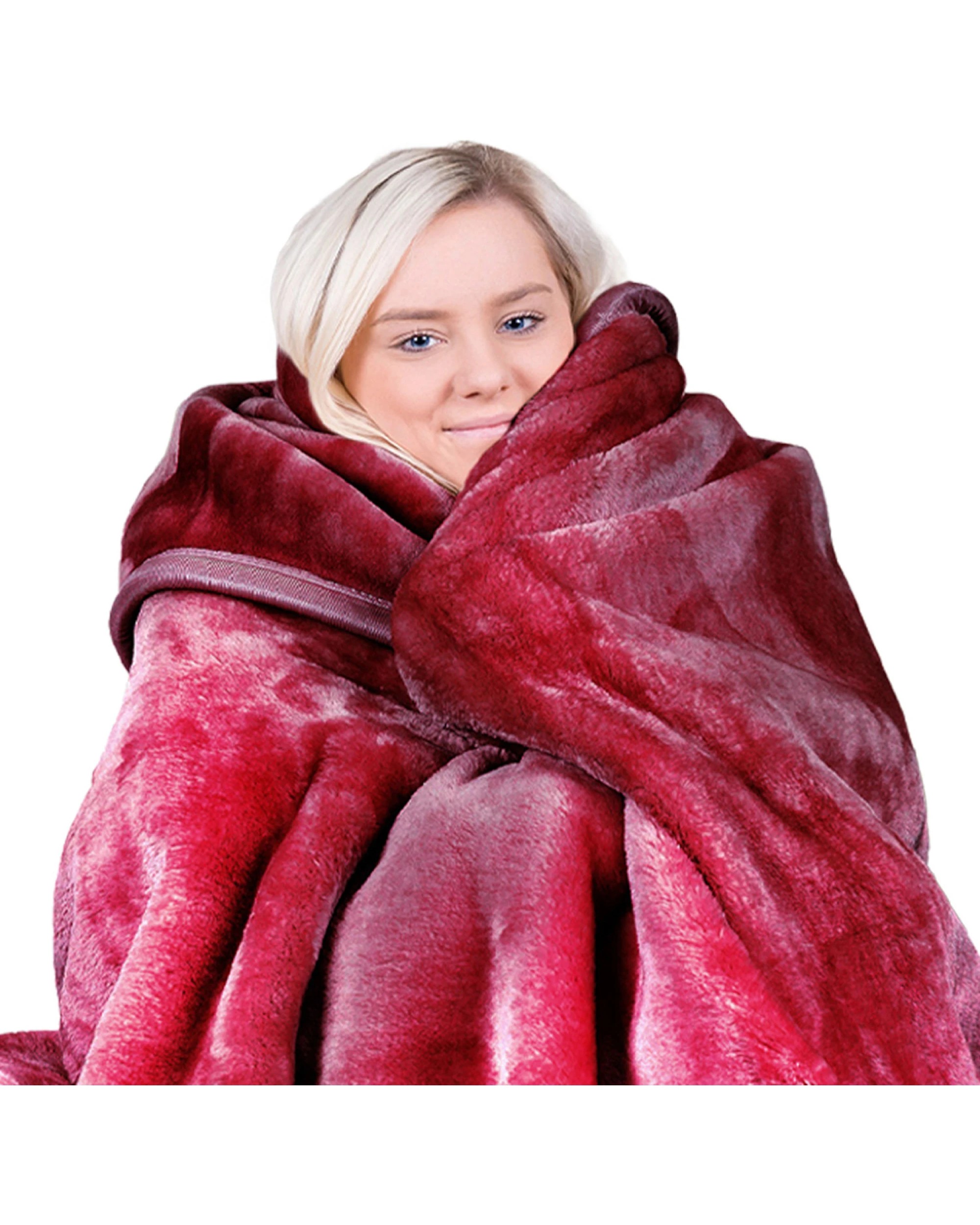 2 Laura Hill 800-gsm Mink Blanket Queen Size Double-sided Soft Plush Bed Faux Throw Rug Red
 - Queen Bed, 2 of 7