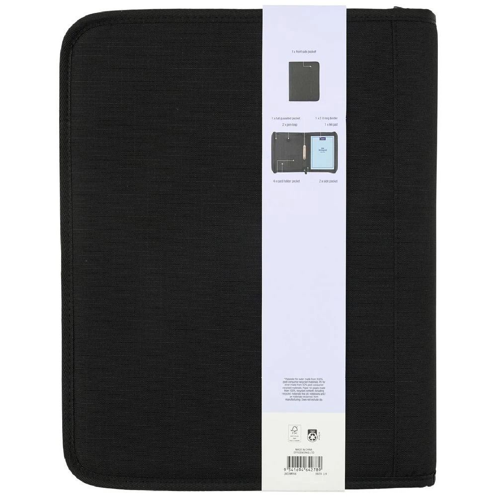 4 J.Burrows A4 Zipper Compendium Black, 4 of 4