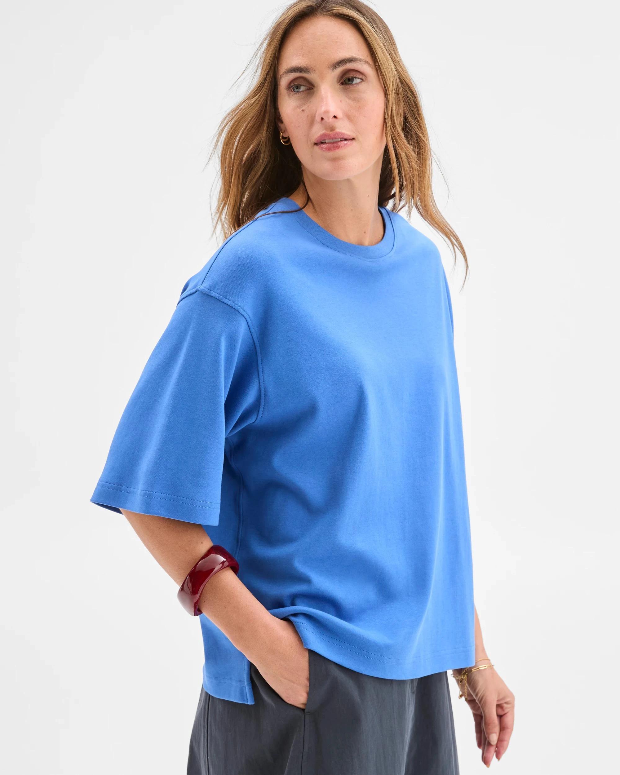 1 Target Australian Cotton Heavyweight Boxy T-Shirt BLUE BONNET, 1 of 5
