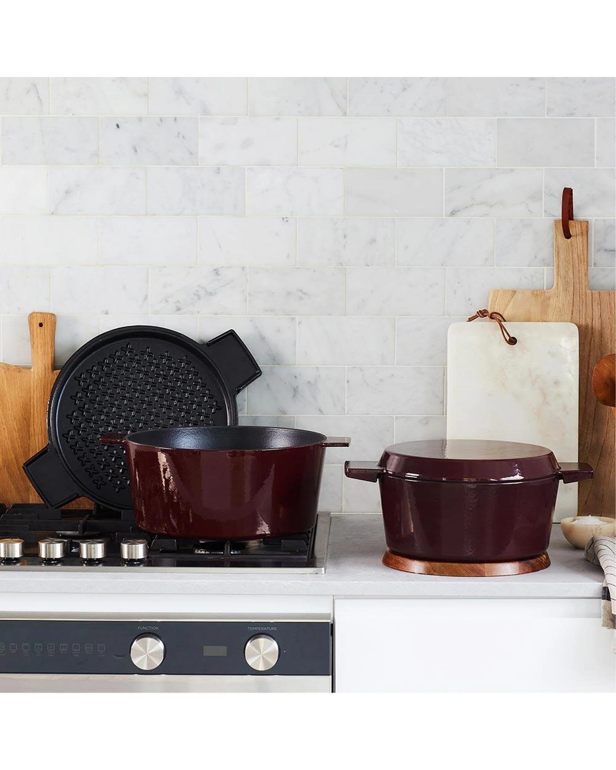 2 Stanley Rogers Cast Iron 28cm 6.5L French Oven Grill Duo  Bordeaux, 2 of 10