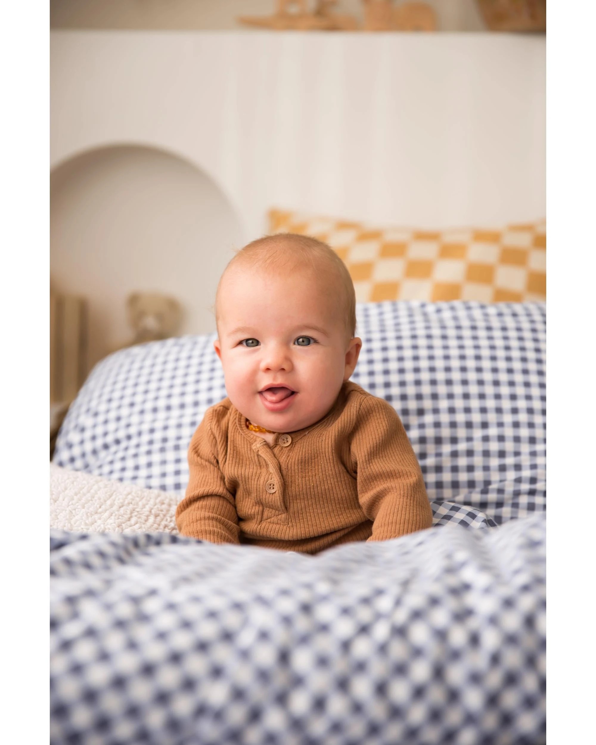 4 The Midnight Gang Dusty Blue Gingham Bed Wetting Mat - Queen with wings - Pattern, 4 of 4