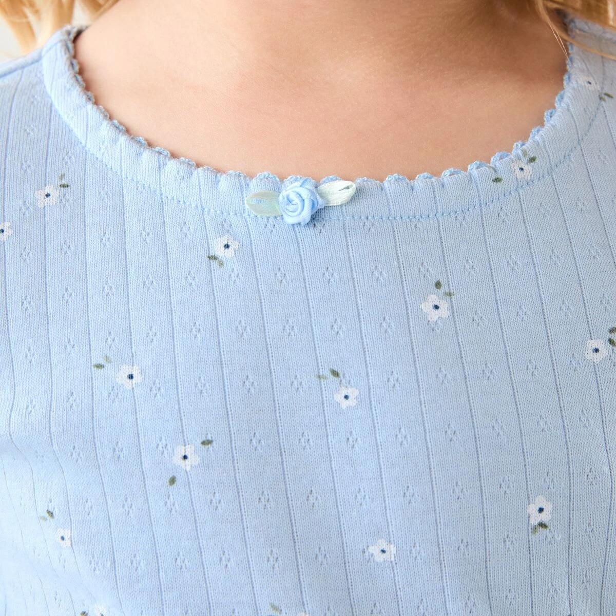4 Pointelle Pyjama Set BLUE FLORAL, 4 of 7