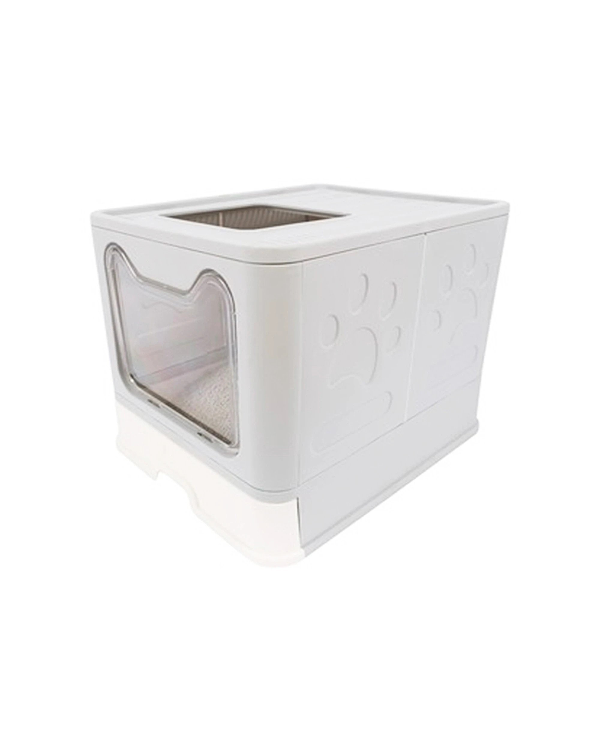2 M-pets Sile Pet Cat/kitten Enclosed Drawer Front/top Opening Litter Box/tray Set
 - White, 2 of 4