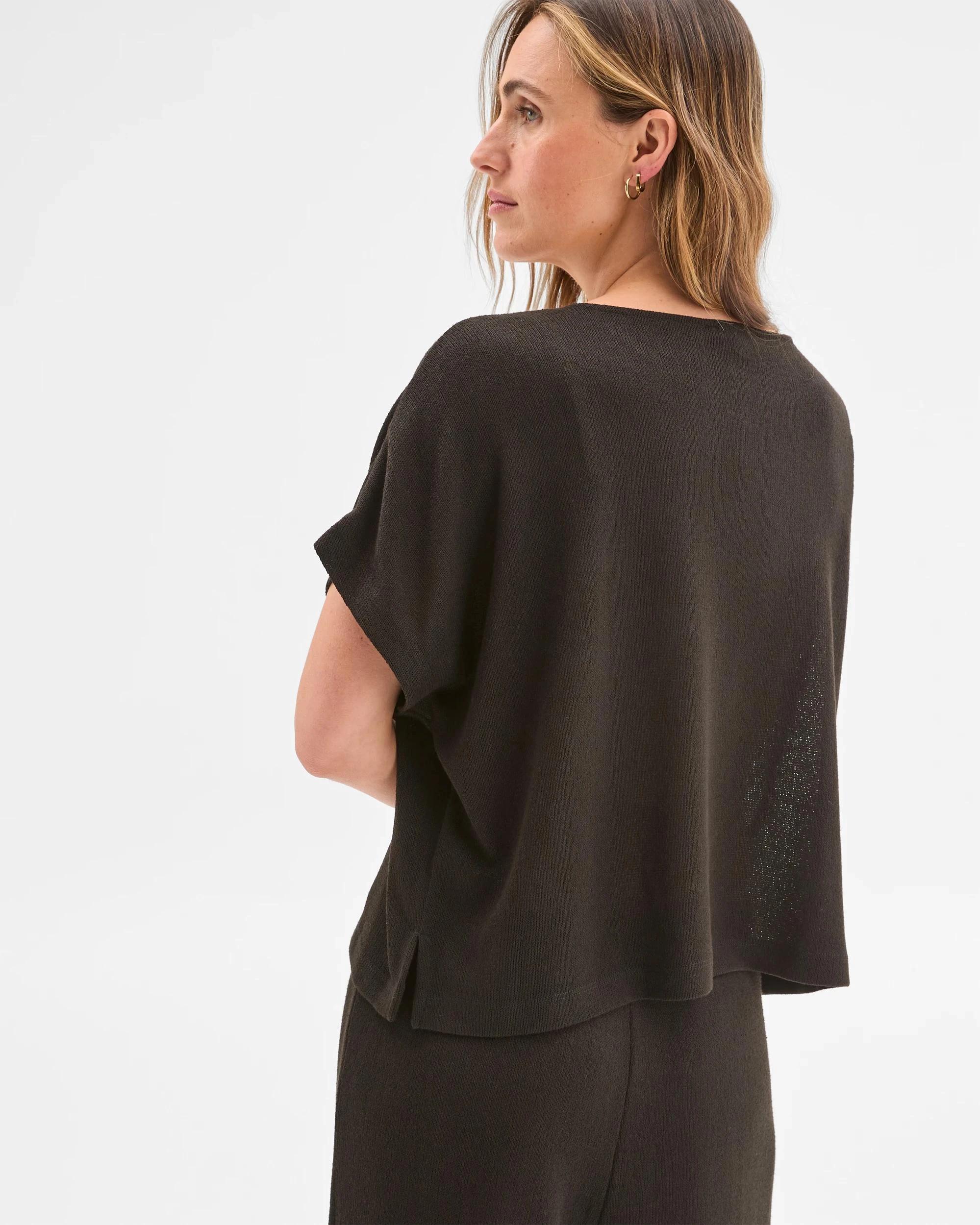 6 Target Woman Short Sleeve Textured Top BLACK, 6 of 6