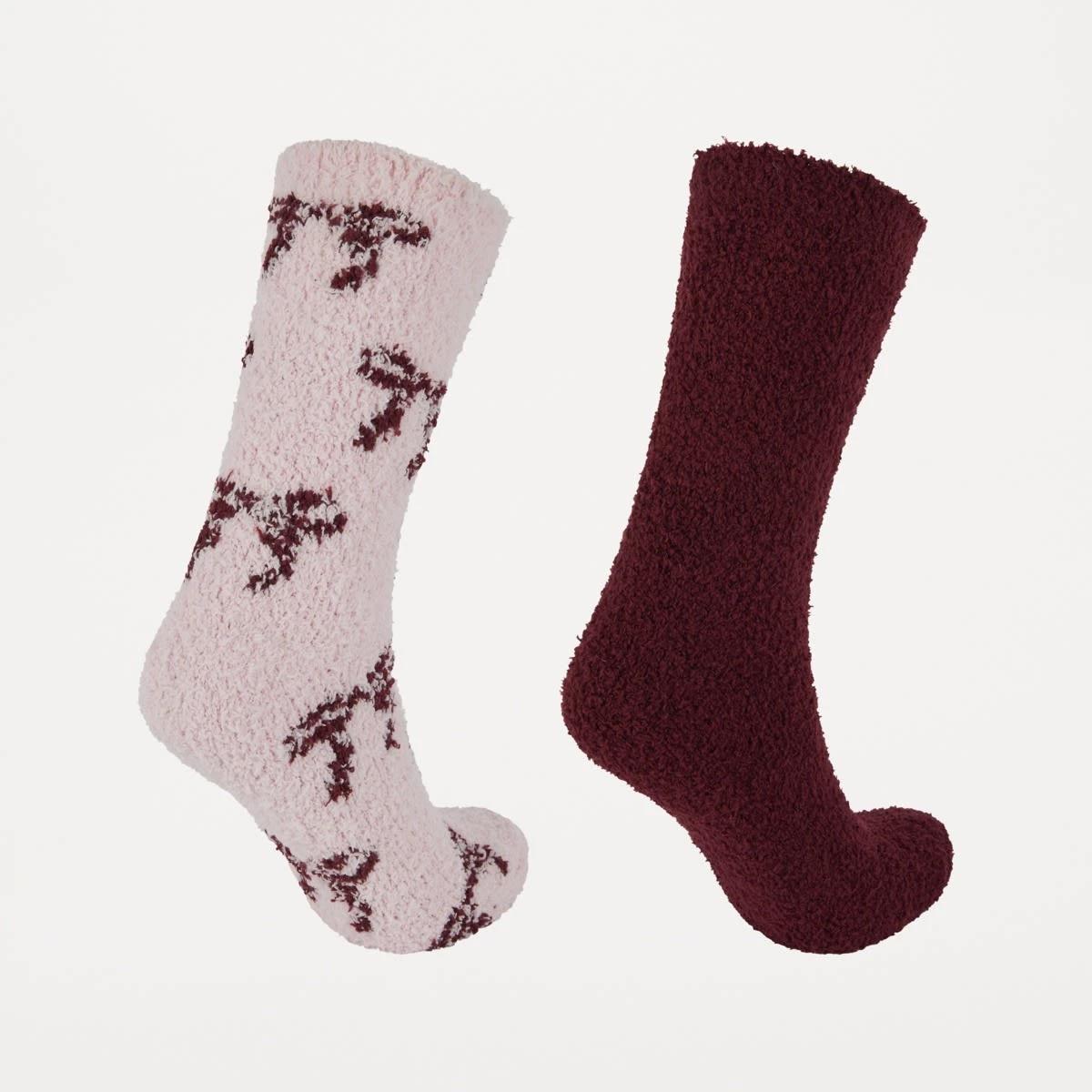 2 2 Pack Plush Home Socks Ww Bal Bow, 2 of 3