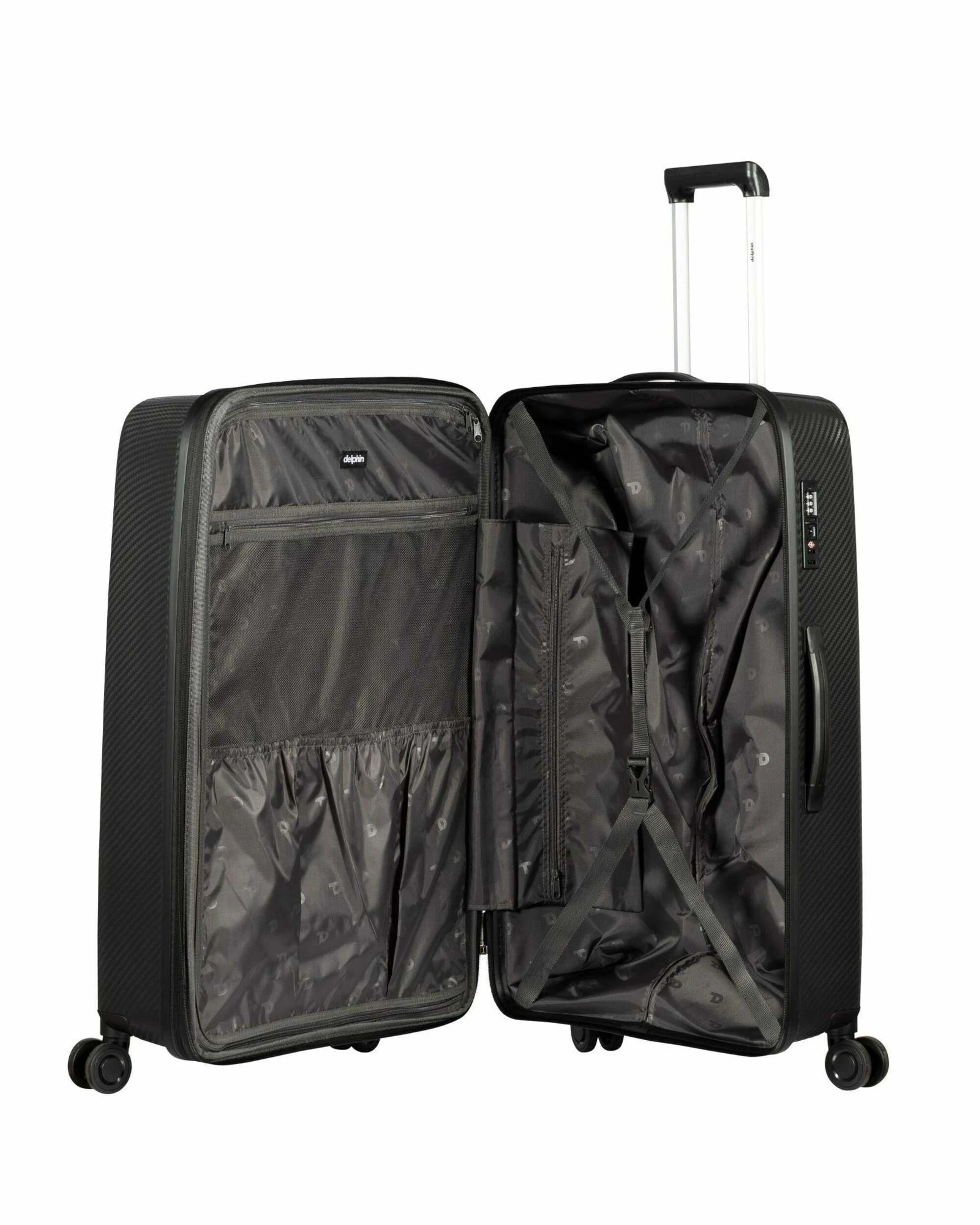 2 Delphin Verona Hardside Large Spinner Suitcase - 78cm - Black, 2 of 4