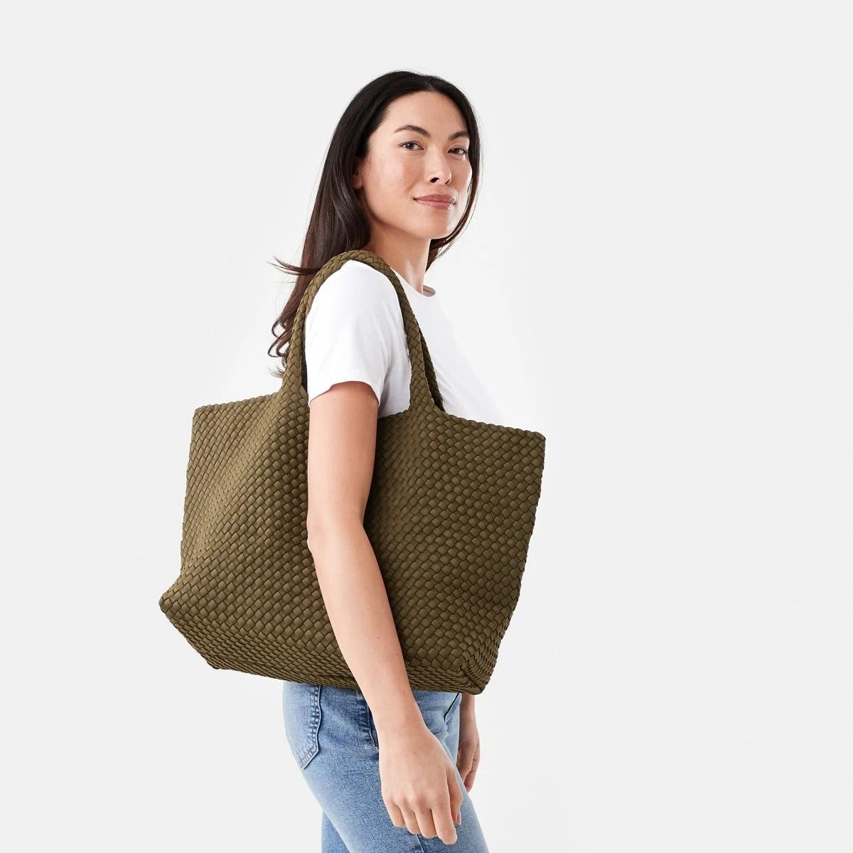 5 Weave Tote Bag KHAKI MOSS, 5 of 6