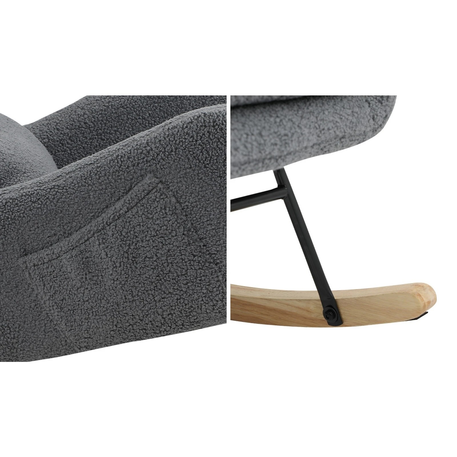 5 Oikiture Rocking Chair Nursing Armchair Sherpa Accent Chairs With 2 Pillow
 - Grey, 5 of 10