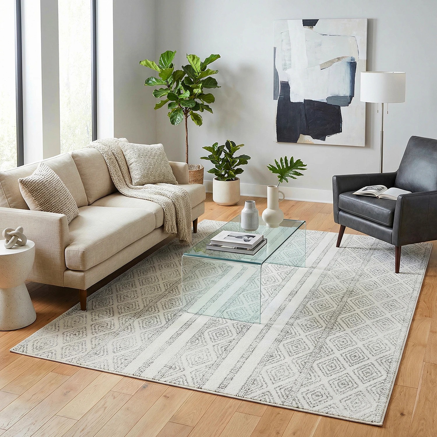 1 Common Ground Rugs Bluebay 450 330x240cm - Extra Large Floor Rug - White, 1 of 6