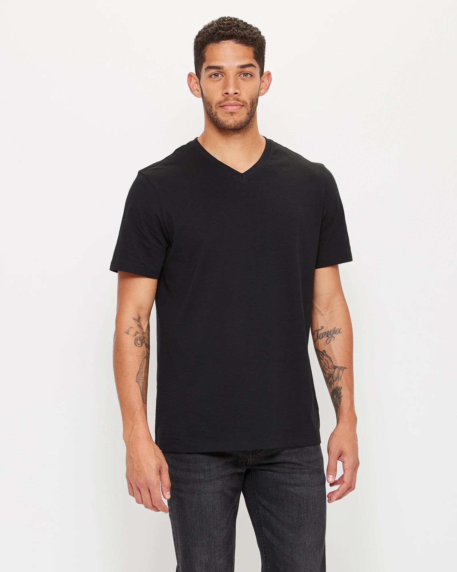 1 Target Australian Cotton V-neck T-shirt BLACK, 1 of 6