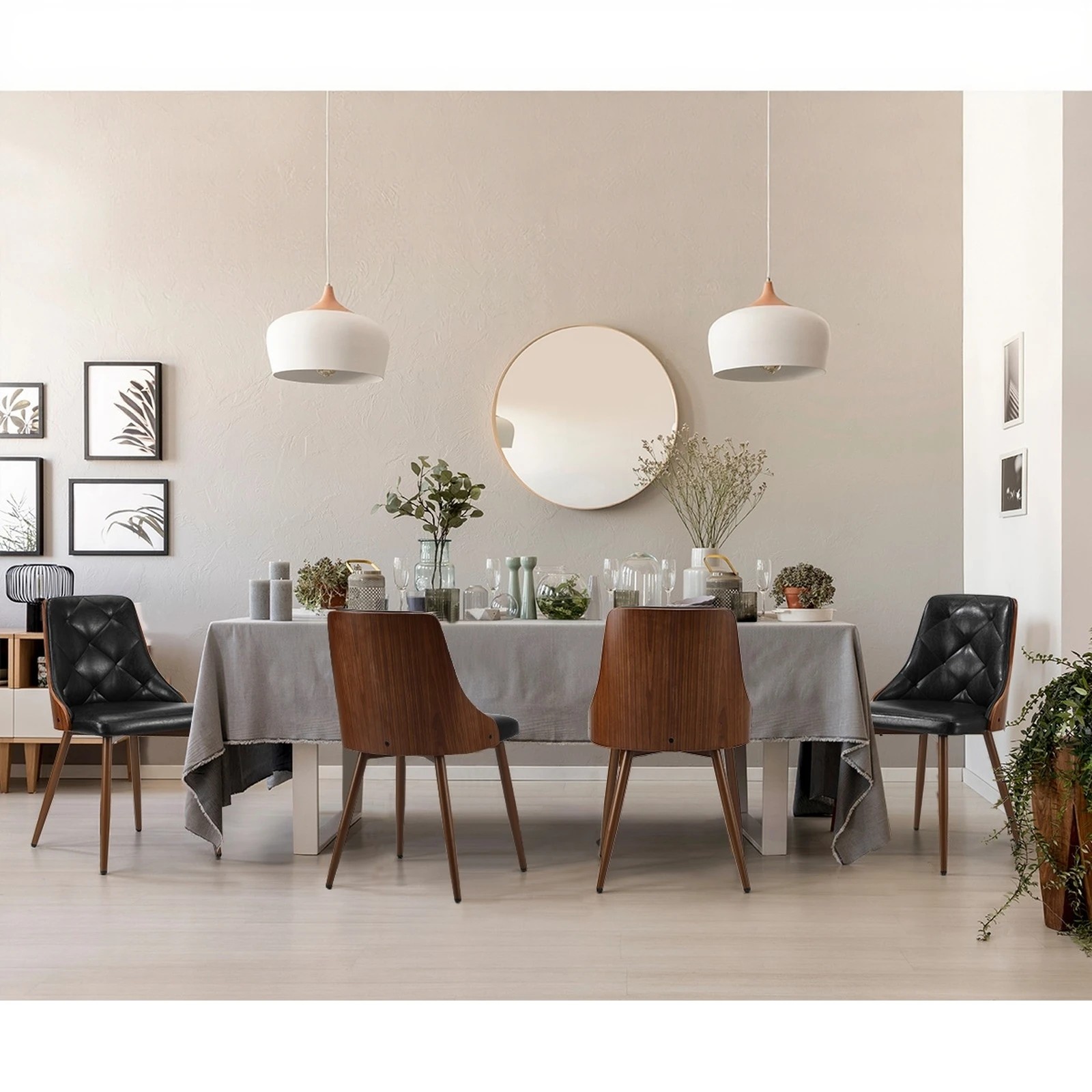 5 Oikiture 2x Dining Chairs Kitchen Lounge Cafe Seat Retro Pu Leather
 - Black, 5 of 10