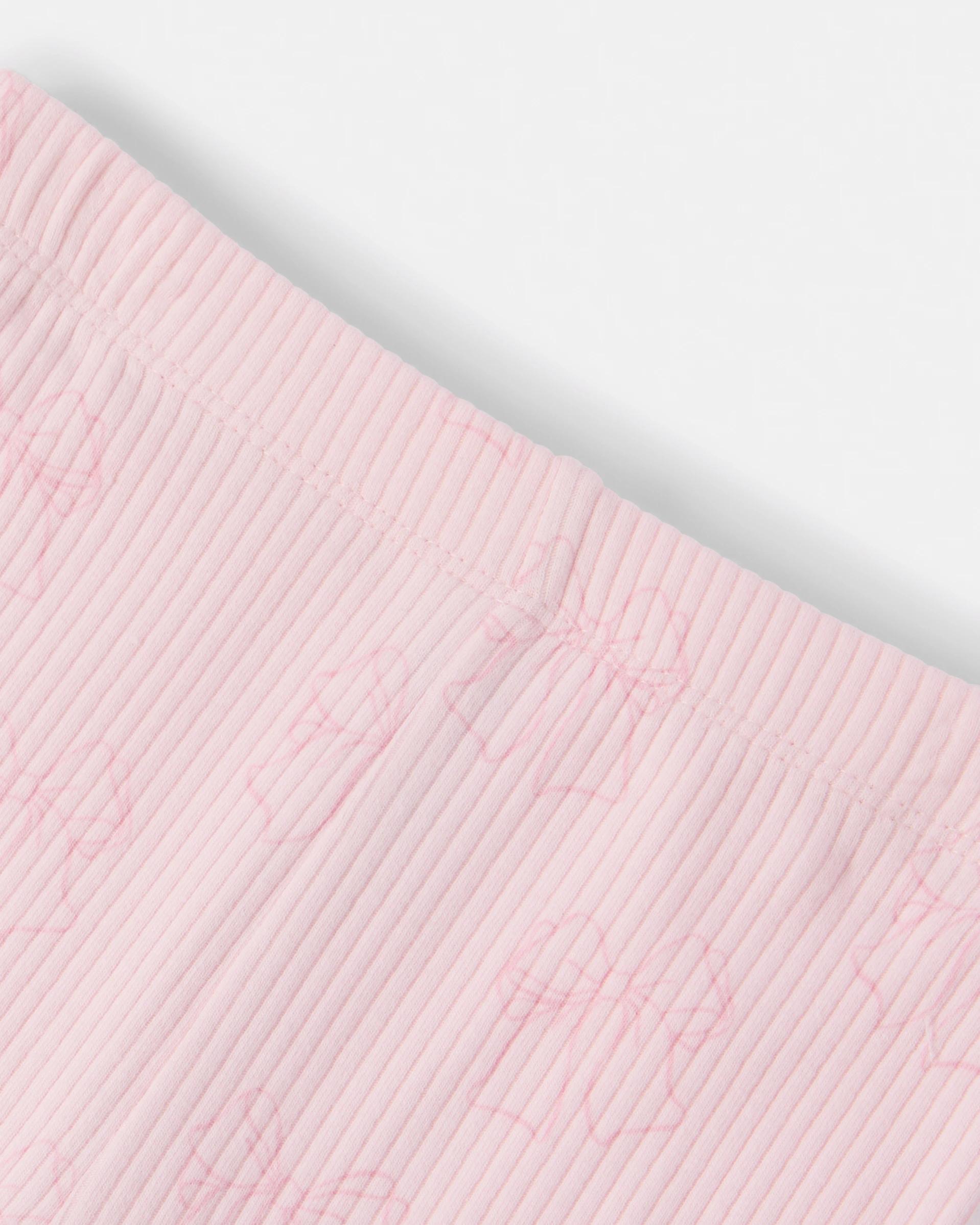 3 Cotton Rib Flare Leggings Pink Bow, 3 of 3