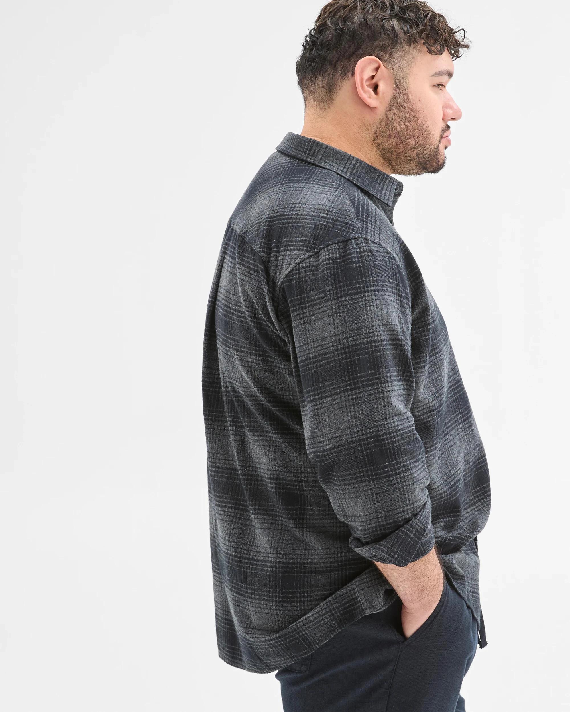 3 Target Man Plus Plus Size Australian Cotton Long Sleeve Flannelette Shirt CHARCOAL, 3 of 6