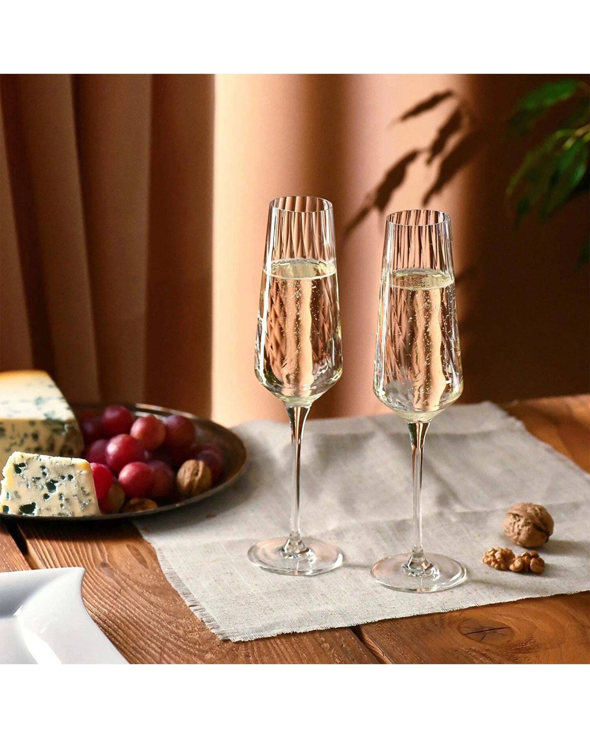 2 Krosno 6pc Avant-Garde Lumi Flute Serving Drink Glasses Made in Poland Serveware Set 200ml - White, 2 of 3