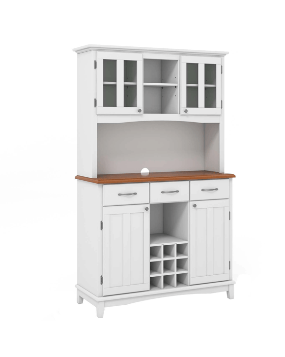 Costway Kitchen Pantry Buffet Cupboard w/3 Drawers Wine Rack - White
