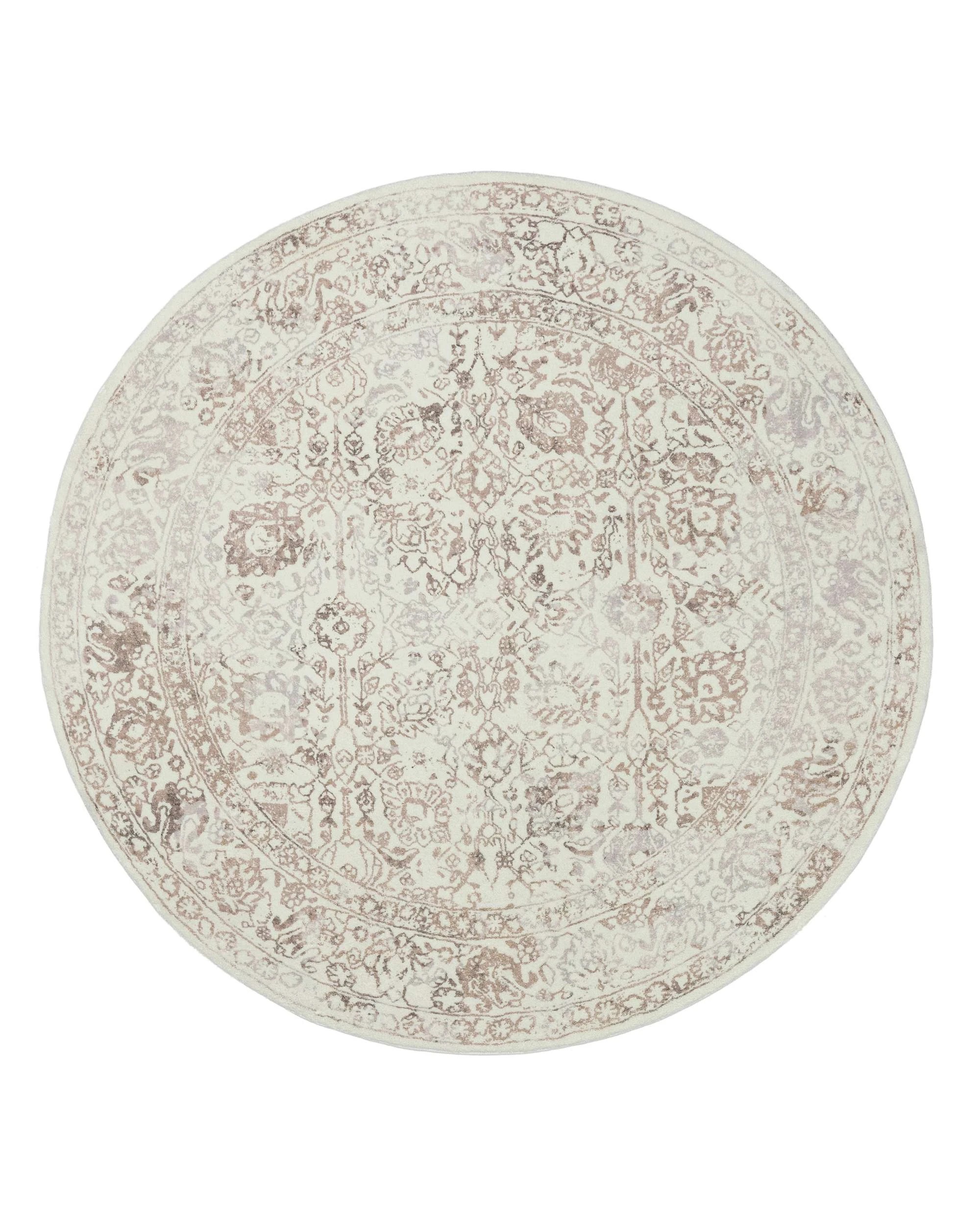 1 Loopsie Jaya Floral Washable Round Rug-240cm x 240cm - White, 1 of 5