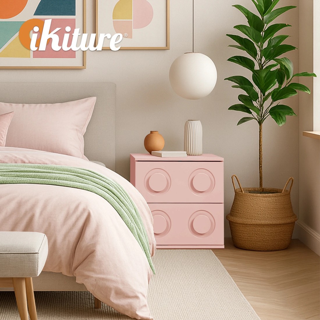 5 Oikiture Bedside Table 2 Drawers Nightstand, 5 of 8