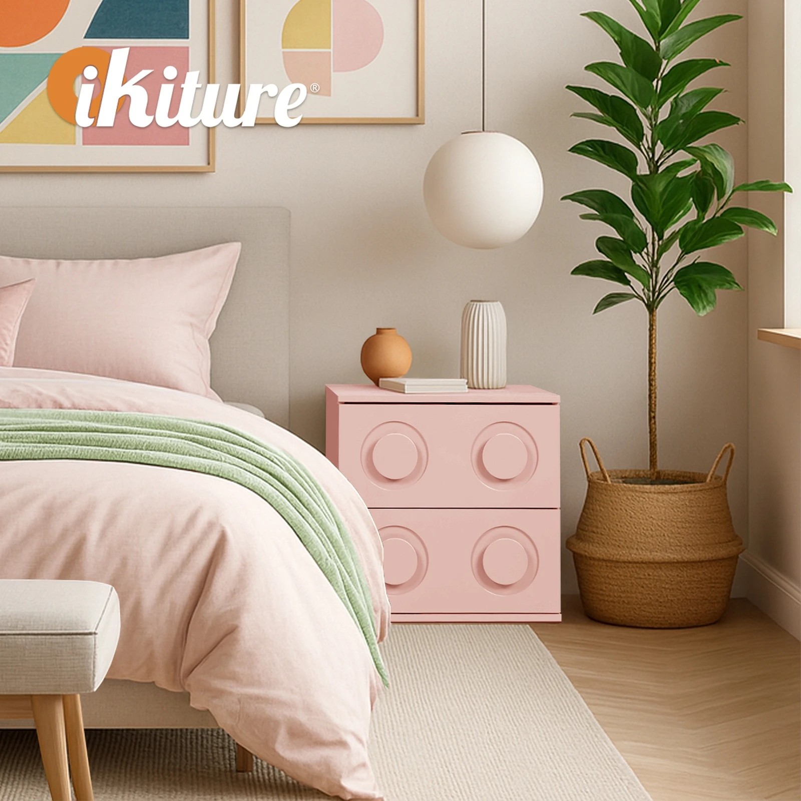 5 Oikiture Bedside Table 2 Drawers Nightstand, 5 of 8