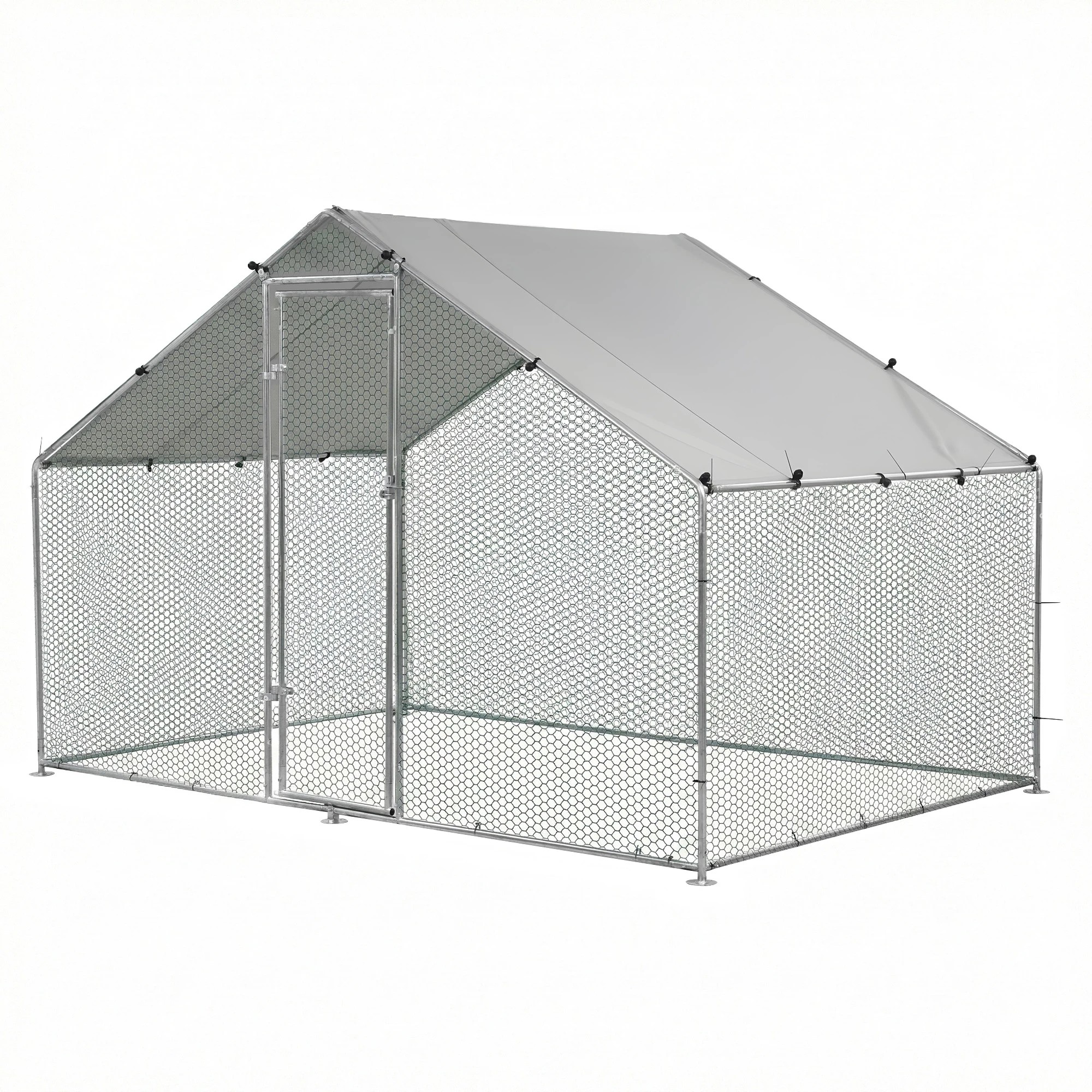 1 i.Pet Chicken Coop Rabbit Hutch Outdoor Run Walk in Hen Cage Ferret House - Silver, 1 of 1